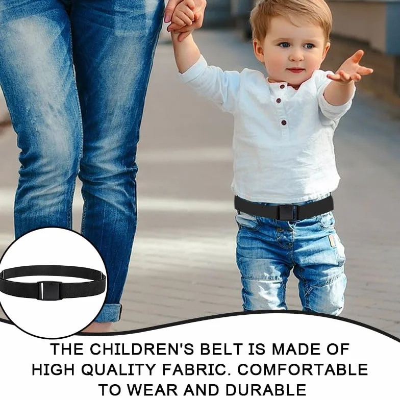 Cinturón de tela universal para niños, ajustable sin metal, negro, talla única