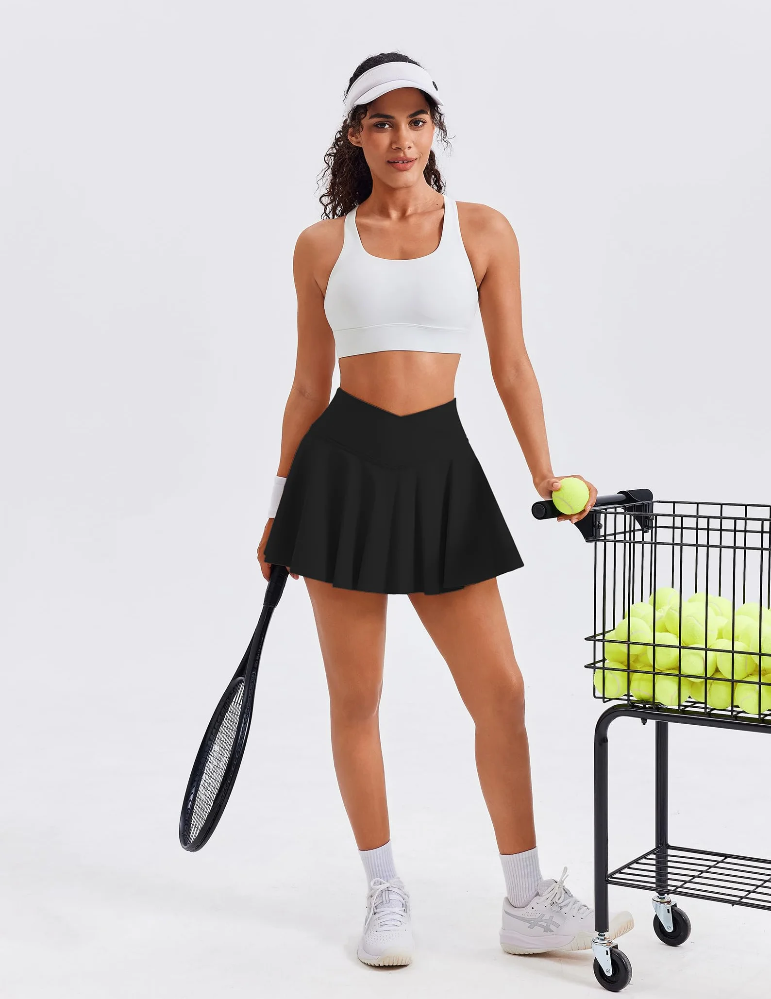 PINSPARK Falda de Tenis para Mujer, Falda Cruzada de Cintura Alta con Pantalón Debajo, Minifalda
