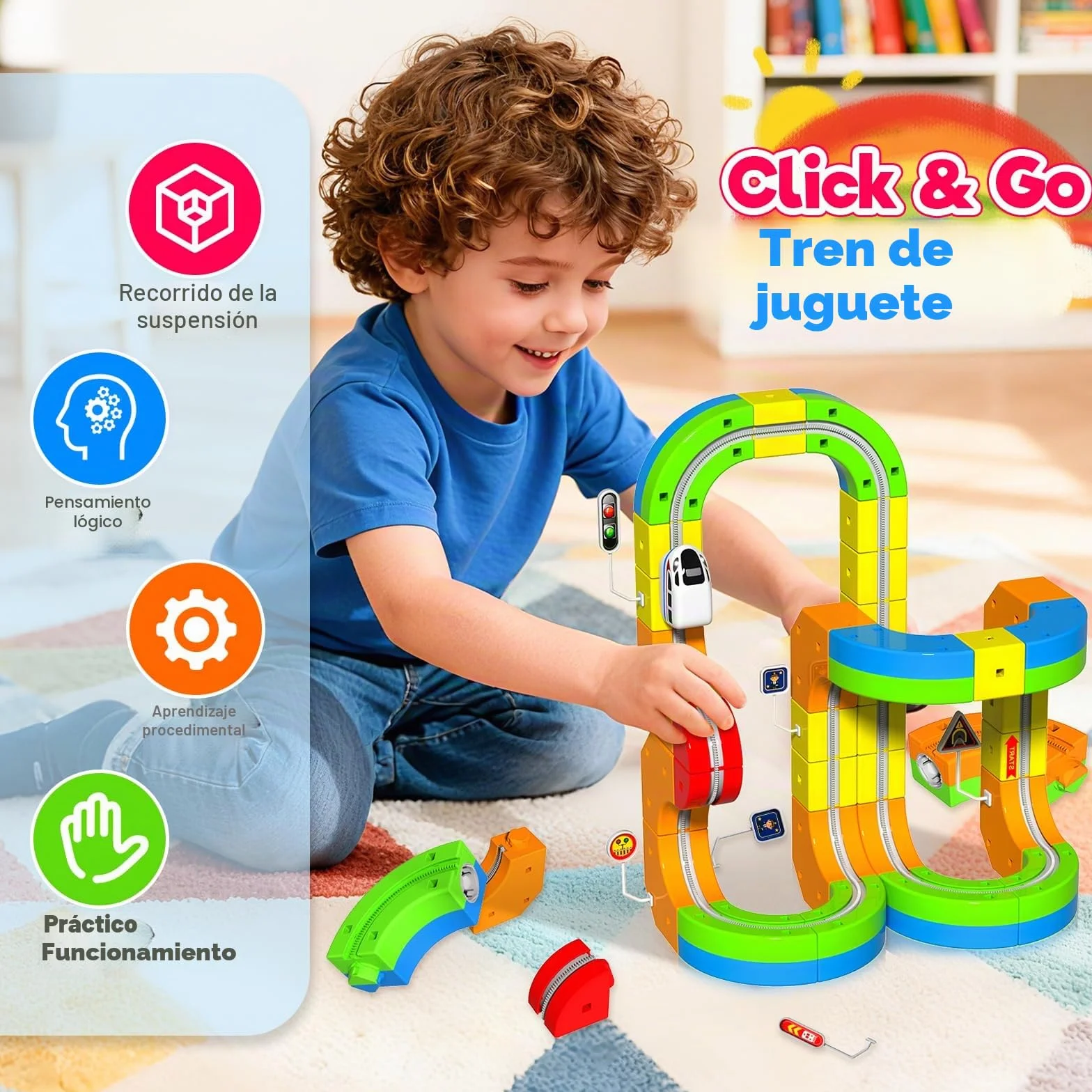 Goody King Tren Eléctrico Juguete Niños 69 Piezas - Kit de Construcción 3D DIY con Vías Magnéticas, Incluye Trenes Electricos, Juguete Educativo Stem Creativo para Niños de 4 a 12 Años