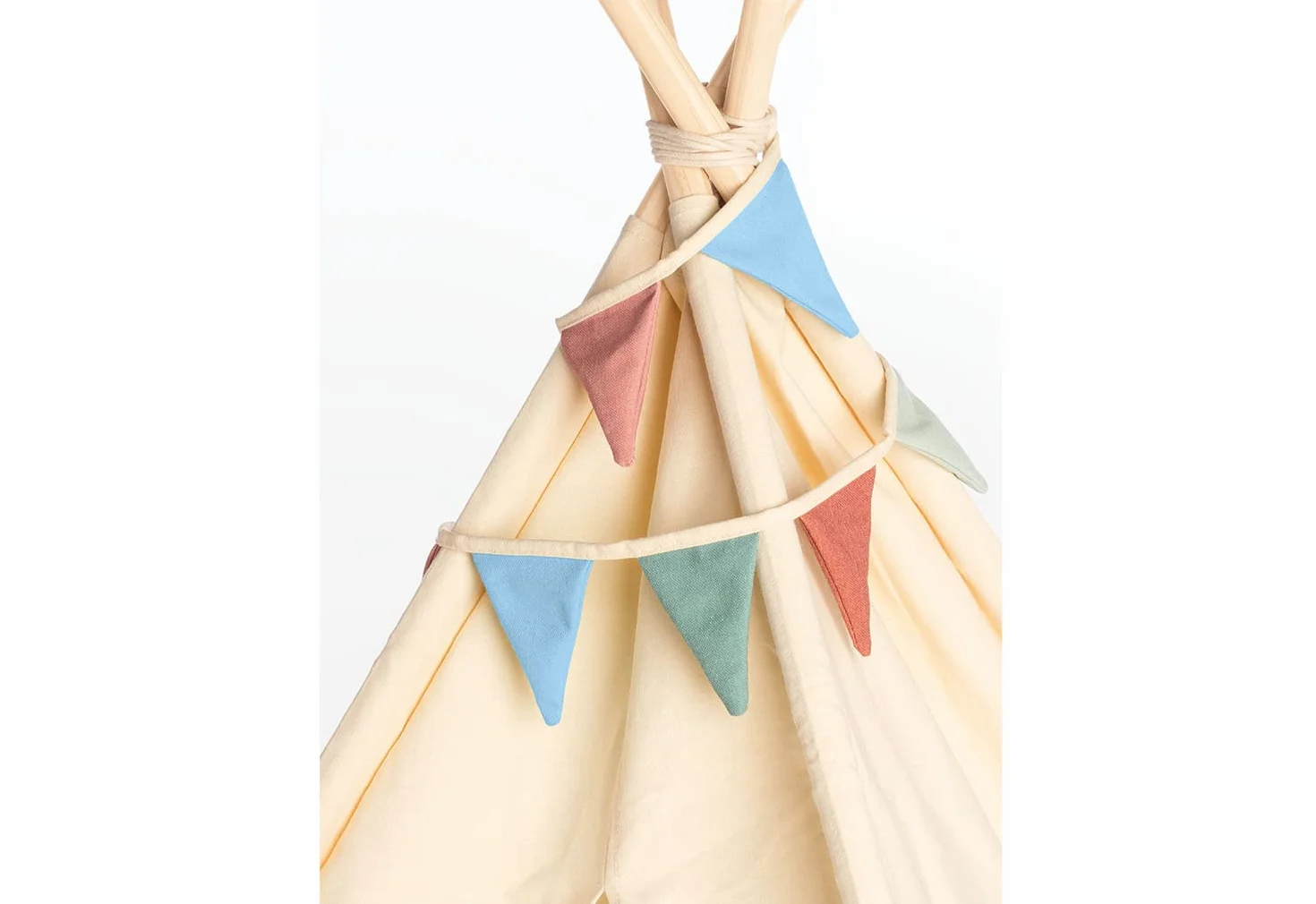 Pinolino Tipi Yuma - Tienda de campaña de Tela y Madera con Ventana, Alfombra de Suelo y Bolsa de Almacenamiento, para niños a Partir de 3 años, Tela con Tonos Pastel y banderines