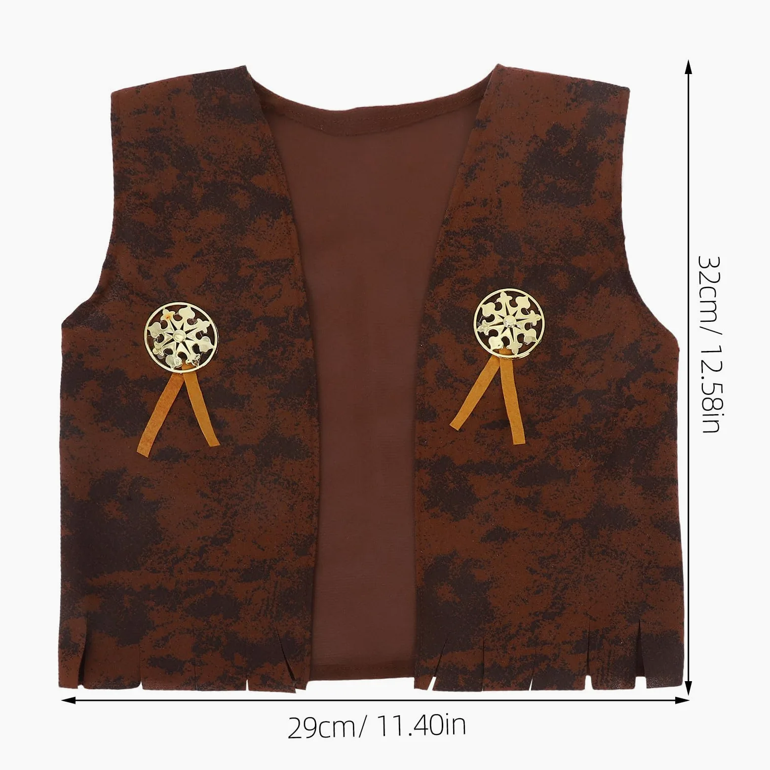 BESPORTBLE Disfraz de vaquero occidental para niños, juego de chaleco, sombrero, pañuelo para el cuello para Halloween, carnaval, fiesta de disfraces, color marrón, talla M (115-130 cm)