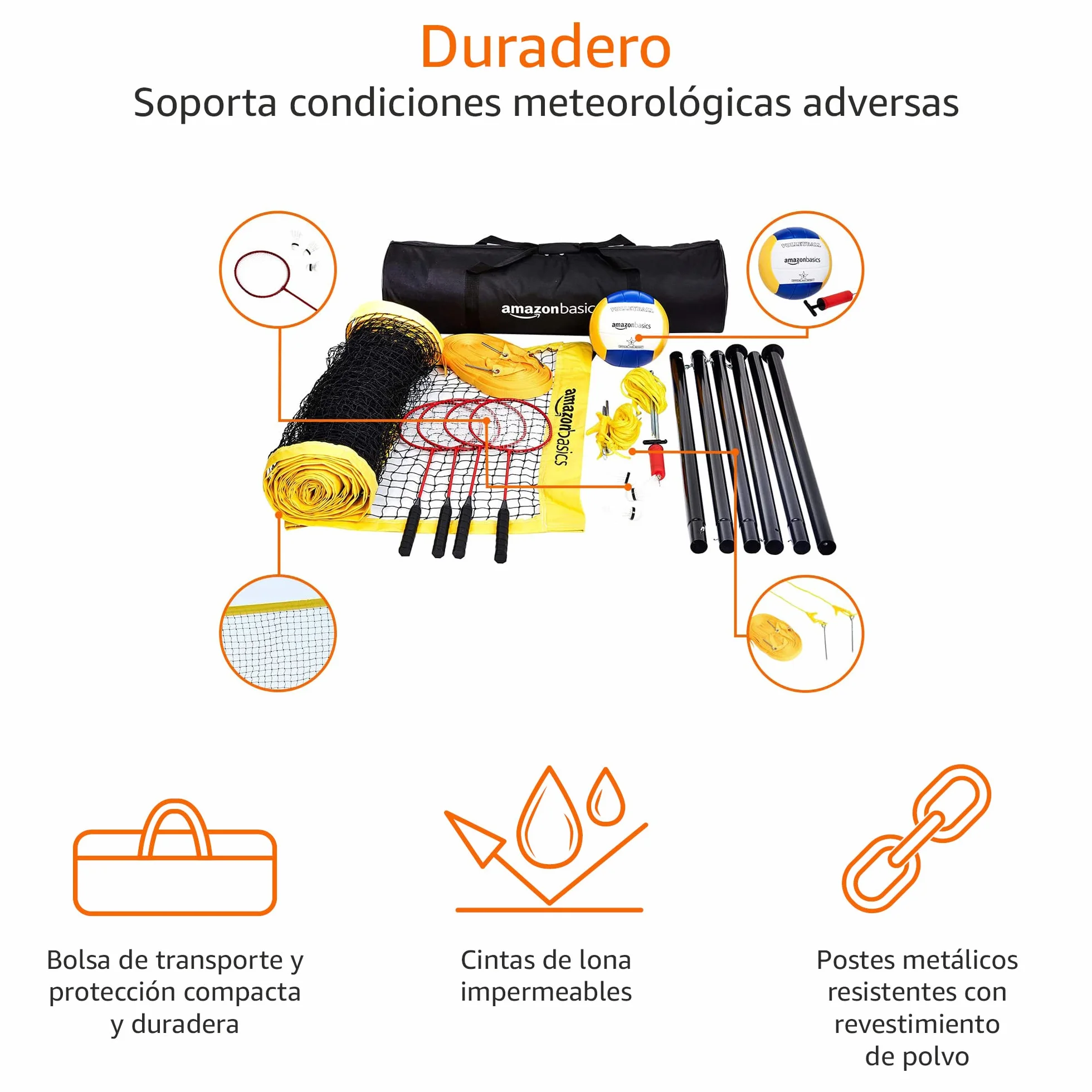 Amazon Basics Kit combinado voleibol bádminton