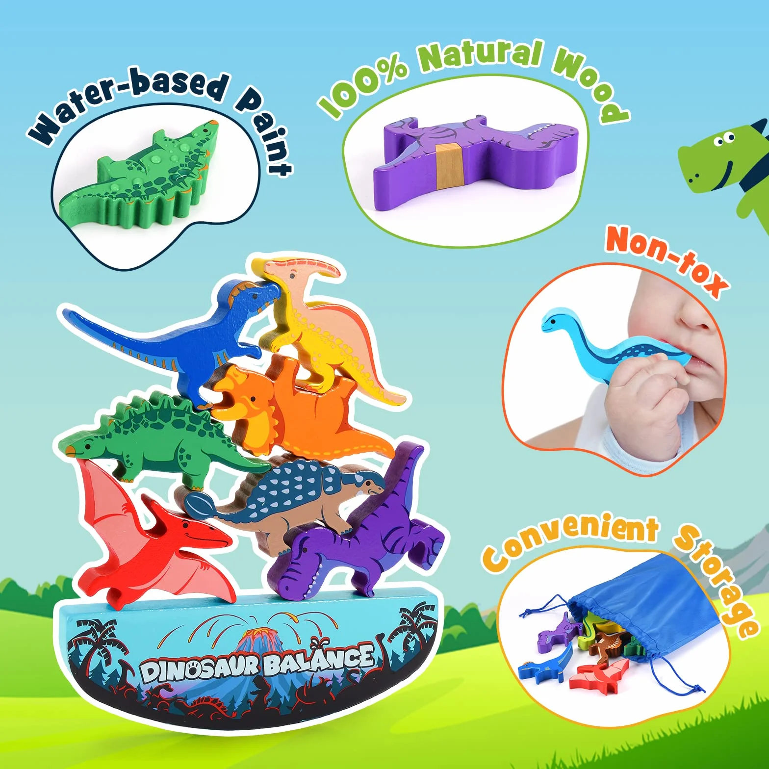 DejaNard Juguetes de Madera Dinosaurios Montessori Regalo Niño Niña 3-6 Años