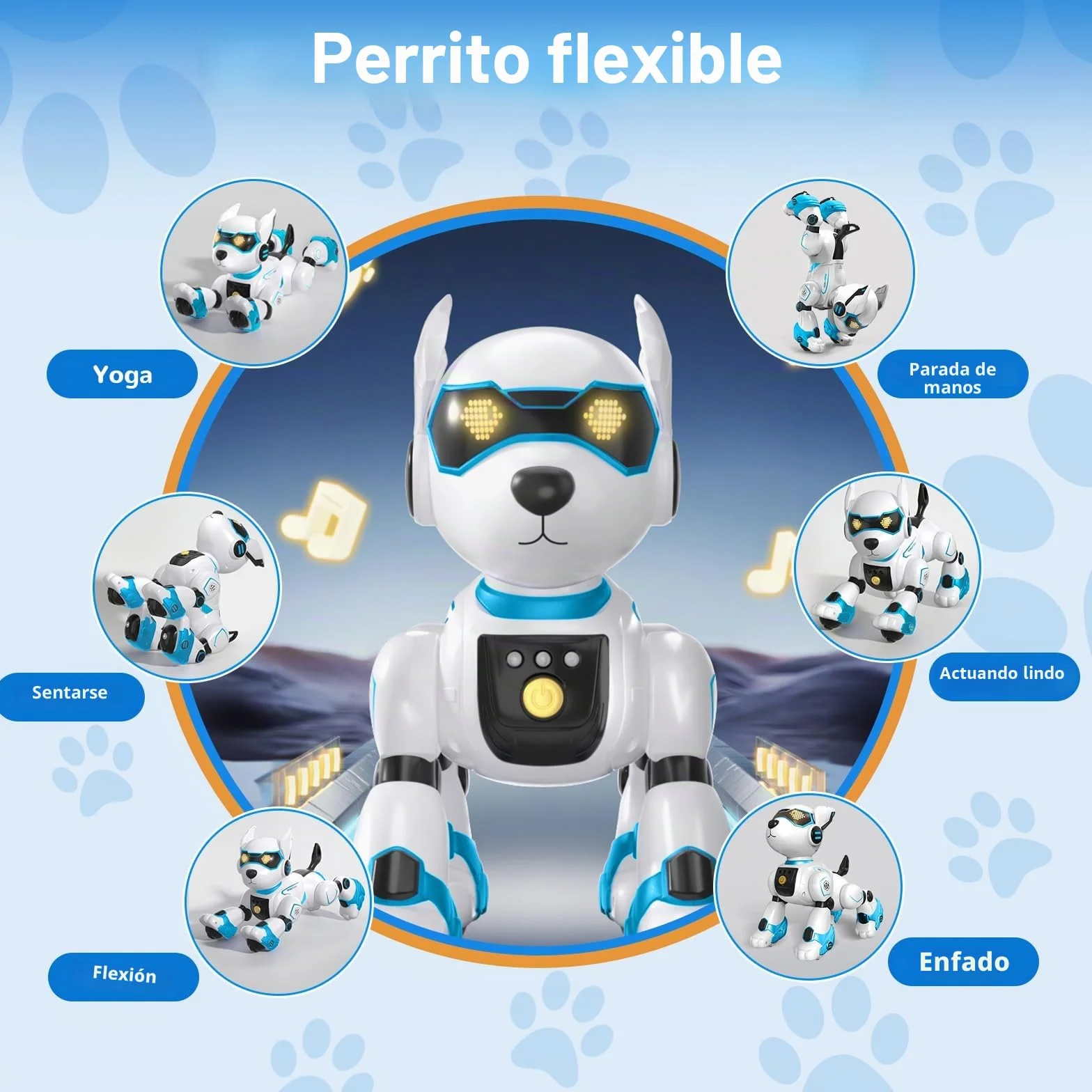 PRANITE Perro Robot para Niños, Perro Robot Programable e Interactivo, Juguete Teledirigido Recargable con Control por Voz y Gestos, Música y Baile, Regalo Ideal para Niños y Niñas