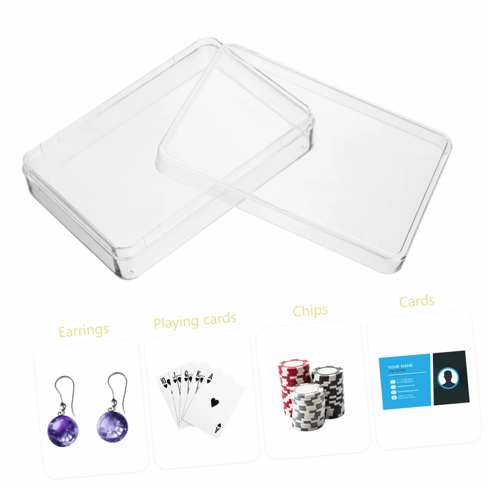 Toyvian 8piezas Caja De Almacenamiento para Cartas De Poker Estuche De Plástico Transparente Tapa Organizador Compacto para Barajas