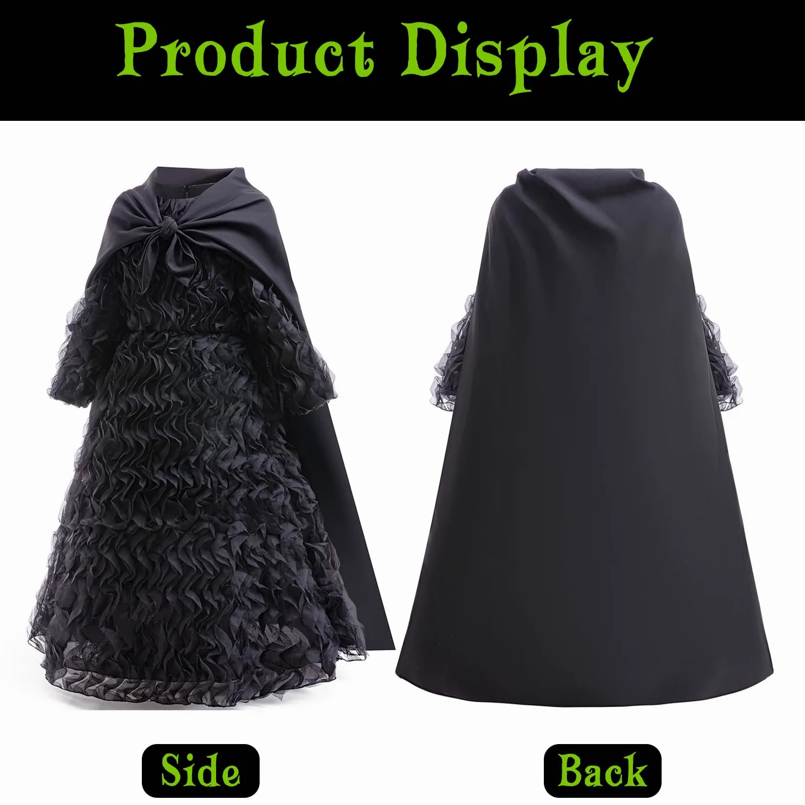 Disfraz de Elphaba para niñas, disfraz de bruja, Halloween, cosplay, fiesta de cumpleaños, traje con gafas y sombrero puntiagudo