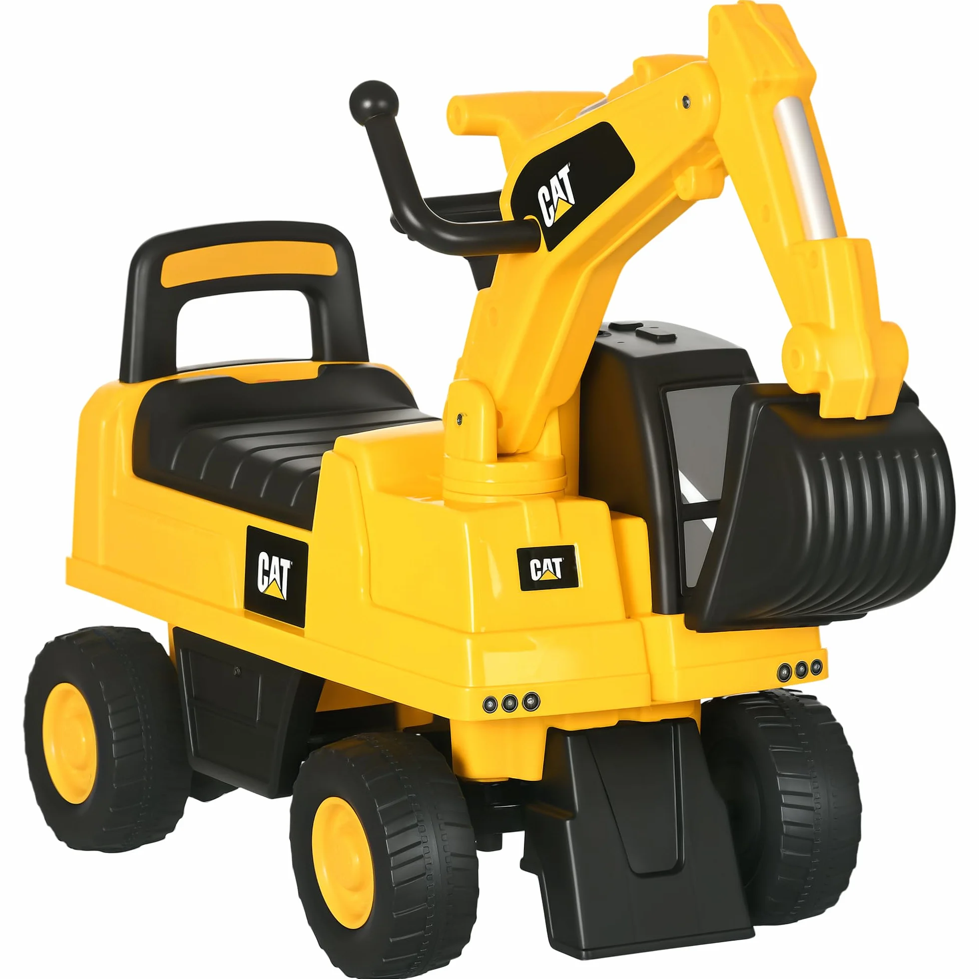 Caterpillar HOMCOM Excavadora Correpasillos para Niños 12-36 Meses 25 kg 85x27,5x47,5 cm Amarillo