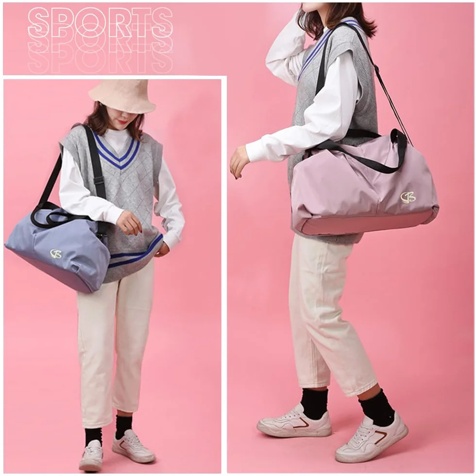 Bolsa Deporte Mujer Pequeña Impermeable con Bolsillo Húmedo, Mochila Gimnasio Viaje, Negro