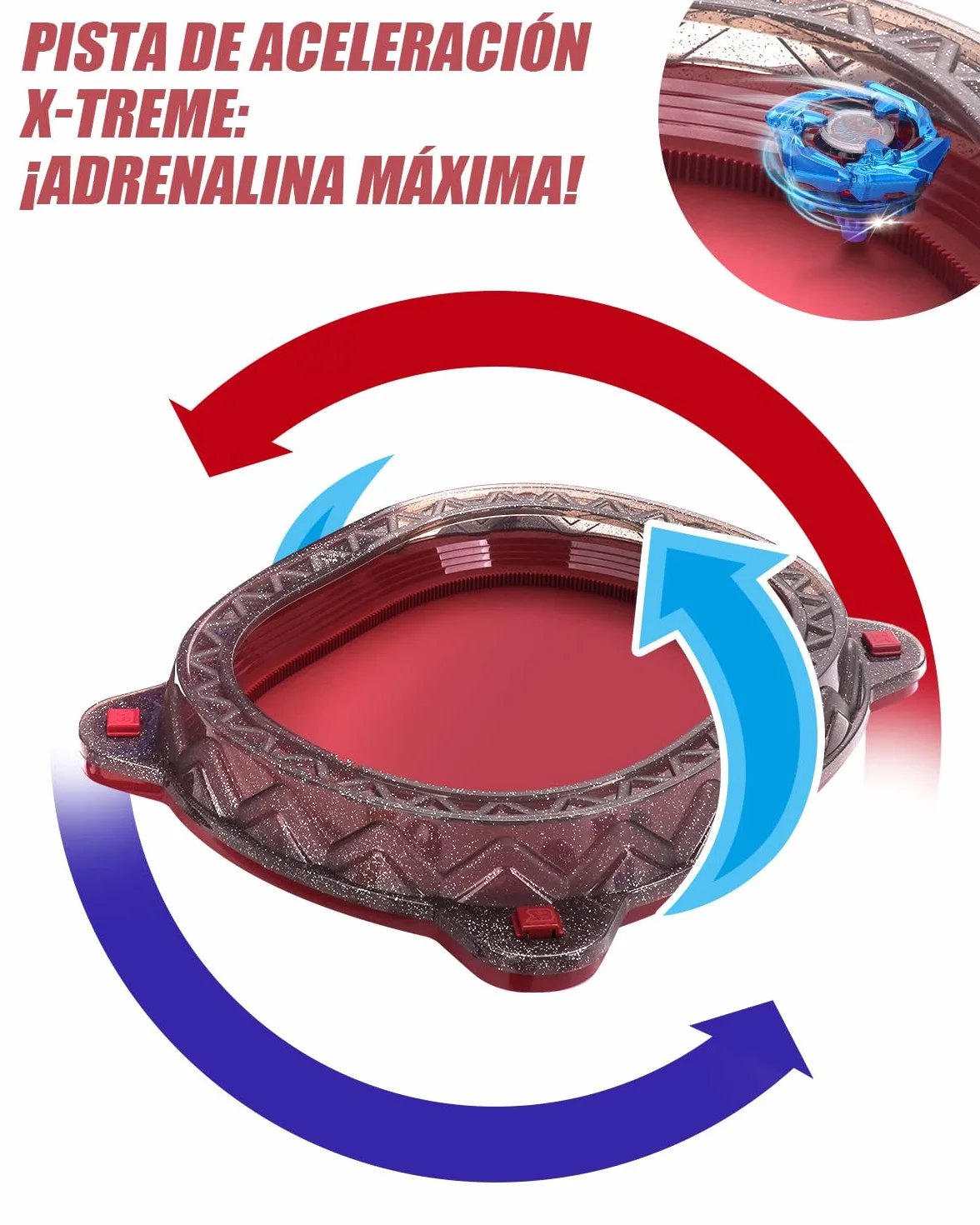 Kit de Inicio X Stadium – con 6 X Tops, 2 Lanzadores & Arena. Set de Batalla Competitiva para Niños Desde 6 años