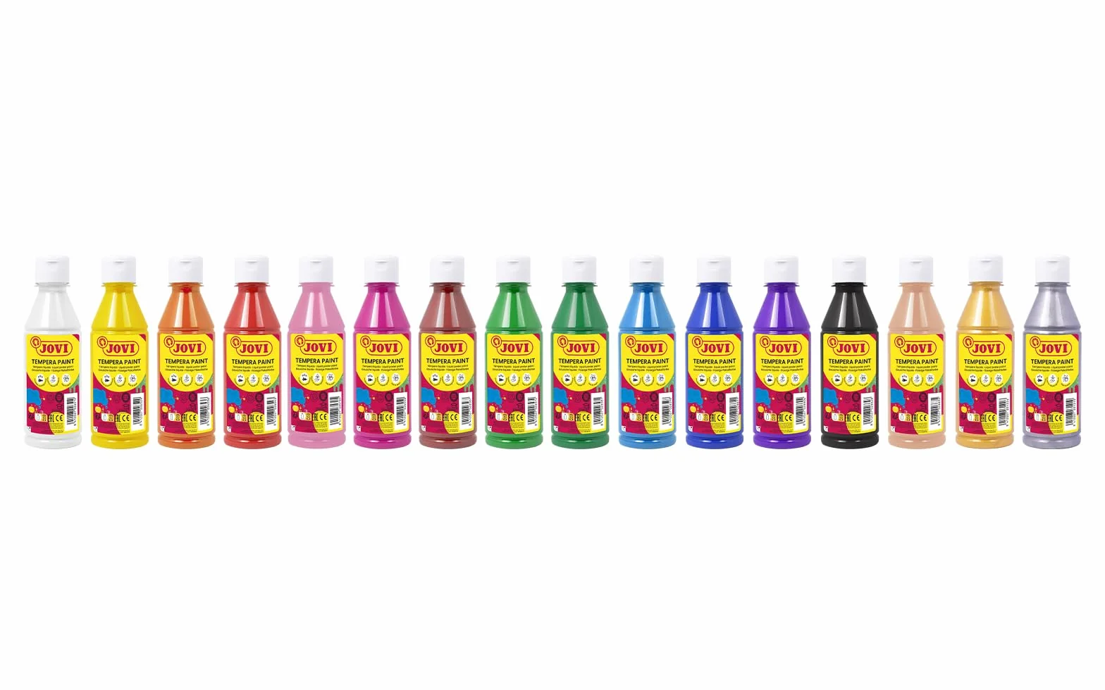 Tempera Liquida Jovi 50201, 250 ml, Blanco | Pintura a base de ingredientes naturales, Fácil de lavar, Sin gluten
