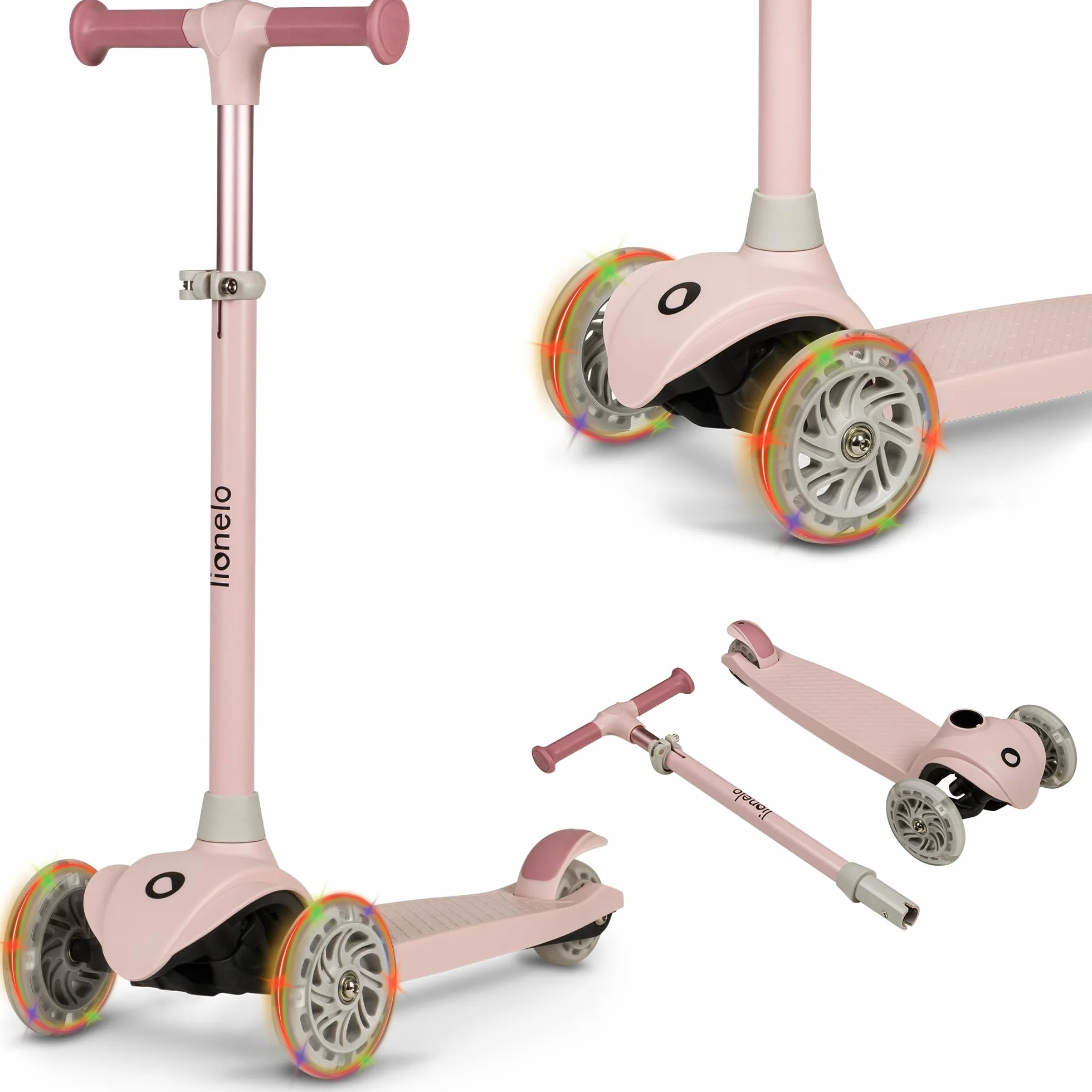 LIONELO Jessy Scooter de Equilibrio para niños de 3 años hasta 50 kg, Scooter de 3 Ruedas Ligero con Ajuste de Altura, Ruedas LED, Plataforma Antideslizante