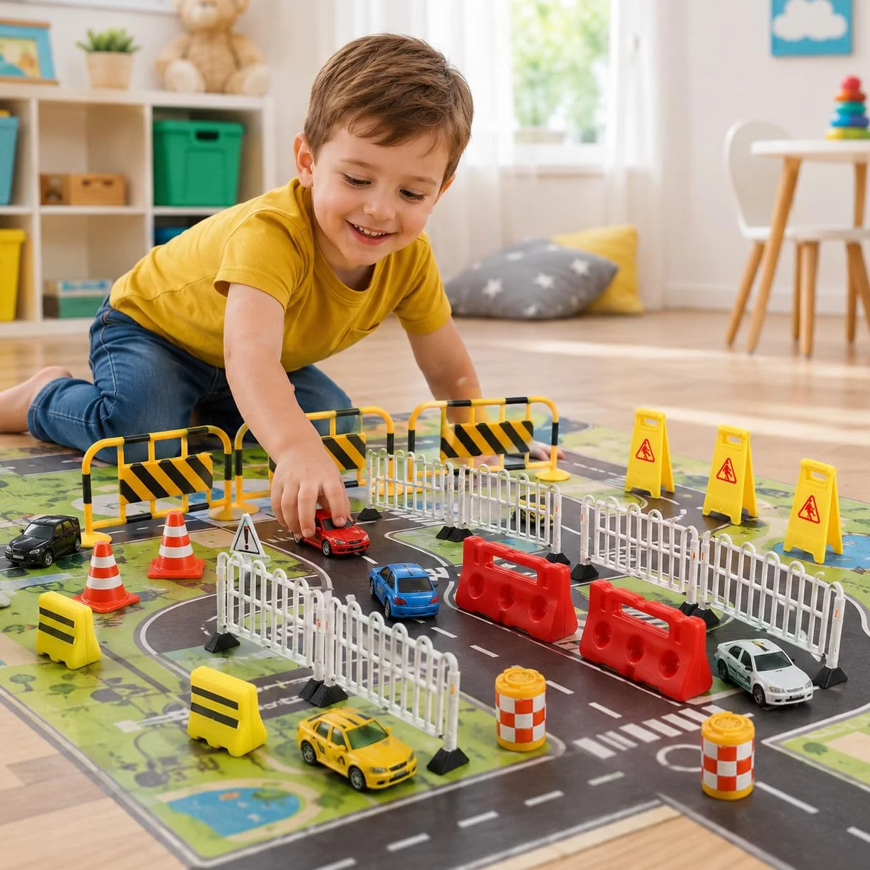 Garneck Juego de mini señales de tráfico para – Juego de 14 juguetes con conos de tráfico – obras y señales de carretera – Juguete educativo para la educación creativa y vial