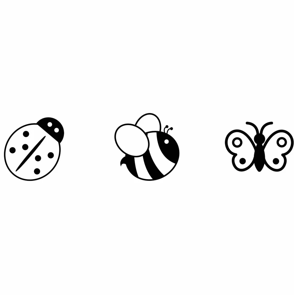 Sello de madera con diseño de mariquita, abeja y mariposa, juego de 3