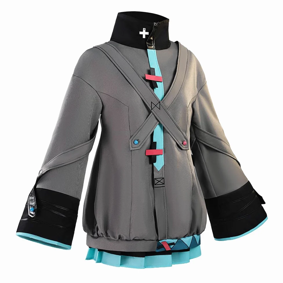 Zhongkaihua Miku - Disfraz completo de cosplay con chaqueta, falda, calcetines, tocados y decoraciones de cruz, traje de personaje de anime para cosplay, Halloween, carnaval para fanáticos