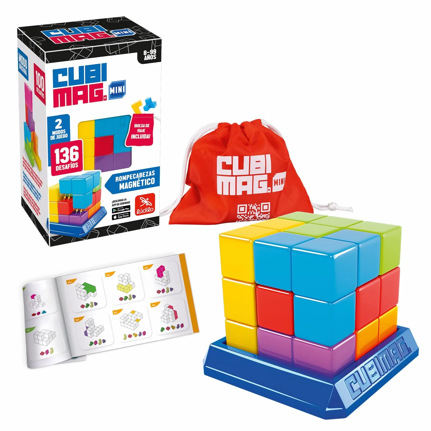 Ludilo - Cubimag Mini | Juego Mesa 8 Años O Más | Rompecabezas Adultos con 2 Modos De Juego | Juegos De Mesa Adulto | Juegos De Ingenio con 136 Desafíos