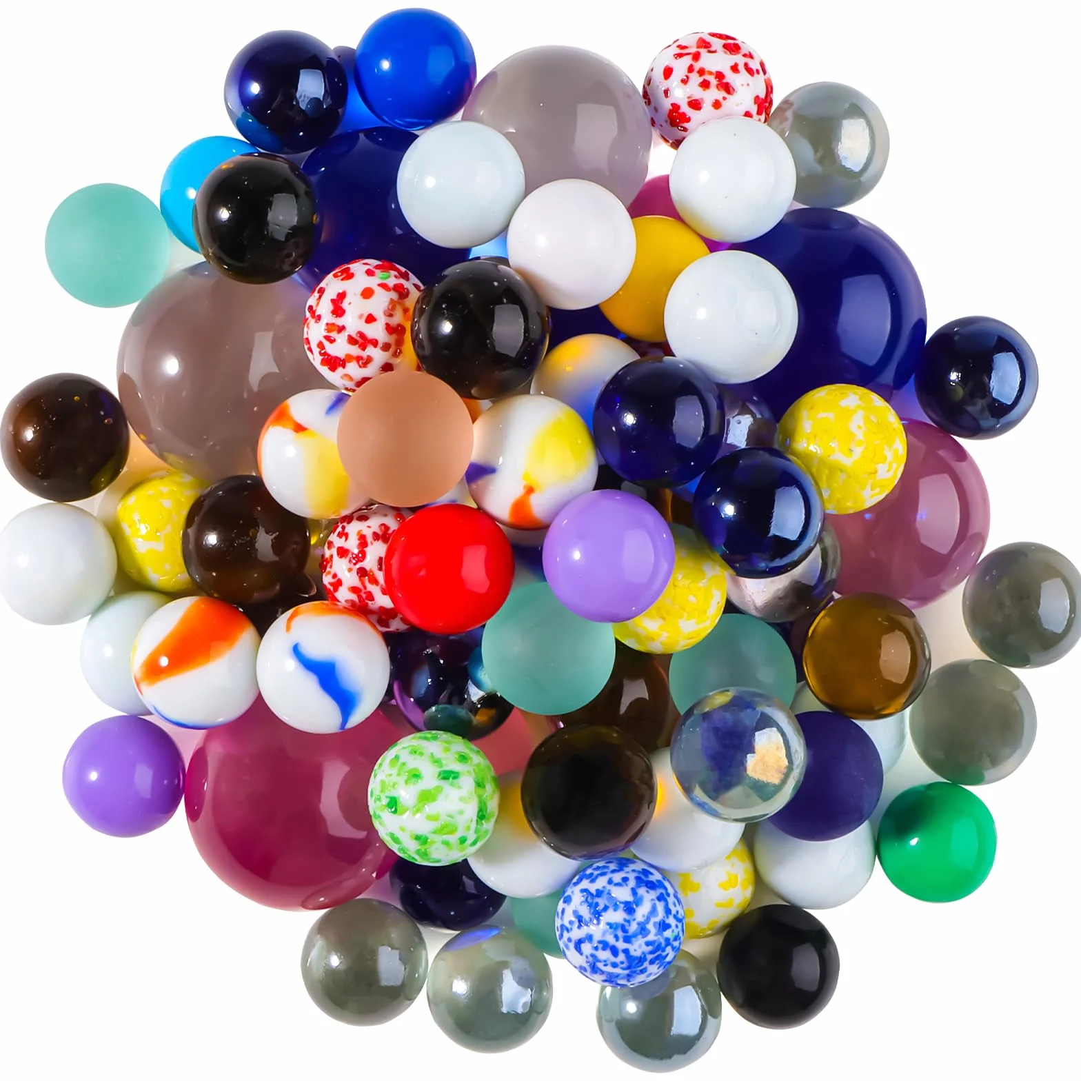 86 Piezas Canicas Cristal de Colores Canicas Vidrio Grandes y Pequeños Bolas de Cristal Canicas Multicolor Glass Marbles para Niños Juego de Canicas Decoración de Plantas, 16/25 / 30 mm