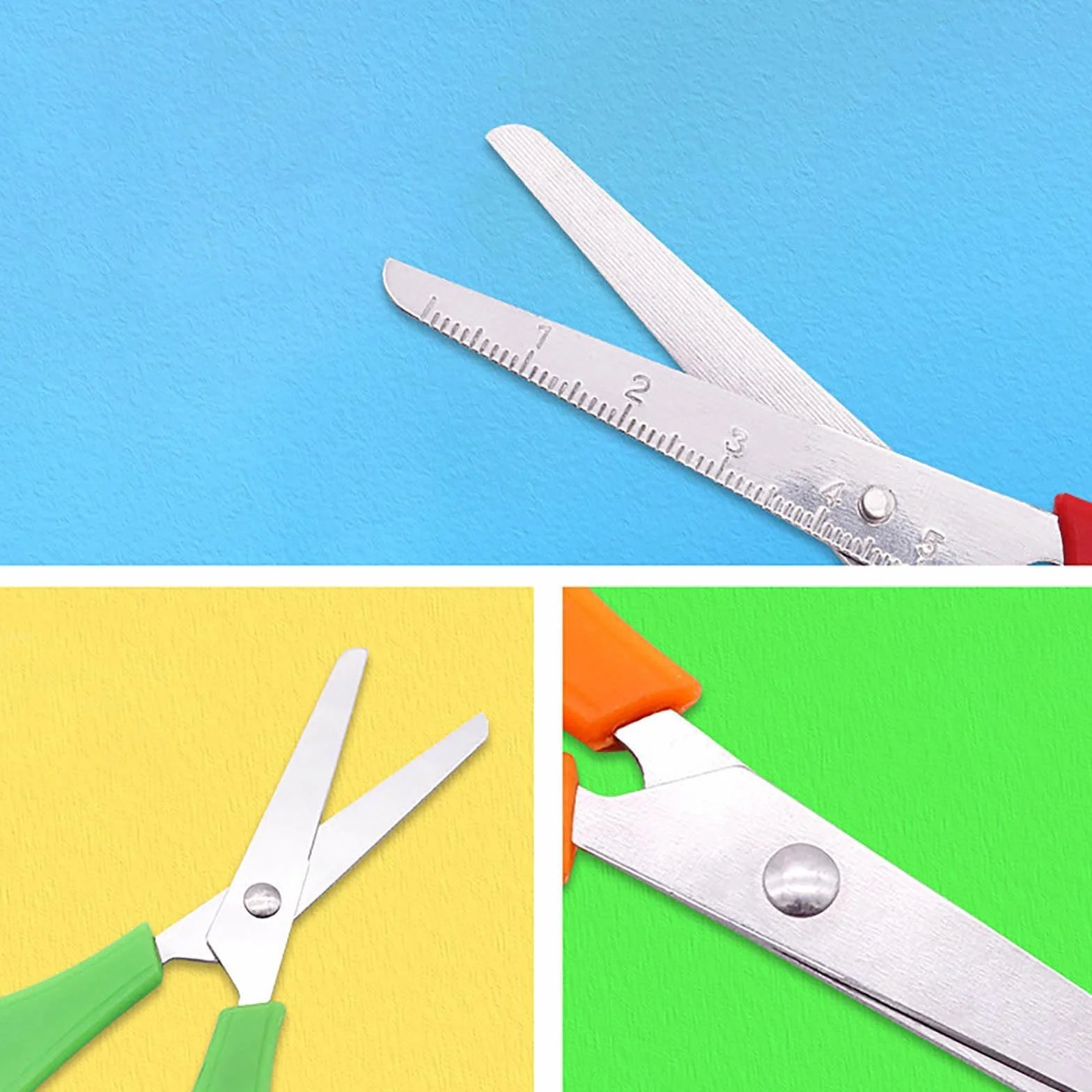 15 Piezas Tijeras de Seguridad para Niños, Escolares con Punta Redonda, para Zurdos y Corte de Papel en Color