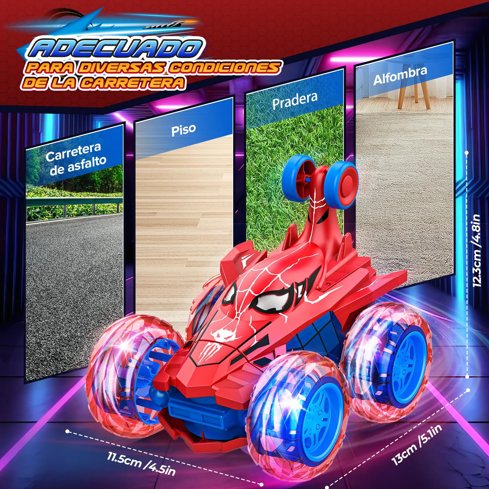 Dreamlandia Coche Teledirigido, Juguetes Niños 3-9 Años, Monster Truck Coches para Niños Coche RC 2.4Ghz con Luces, Regalo Niño 3 4 5 6 7 8 9 Años Cumpleaños