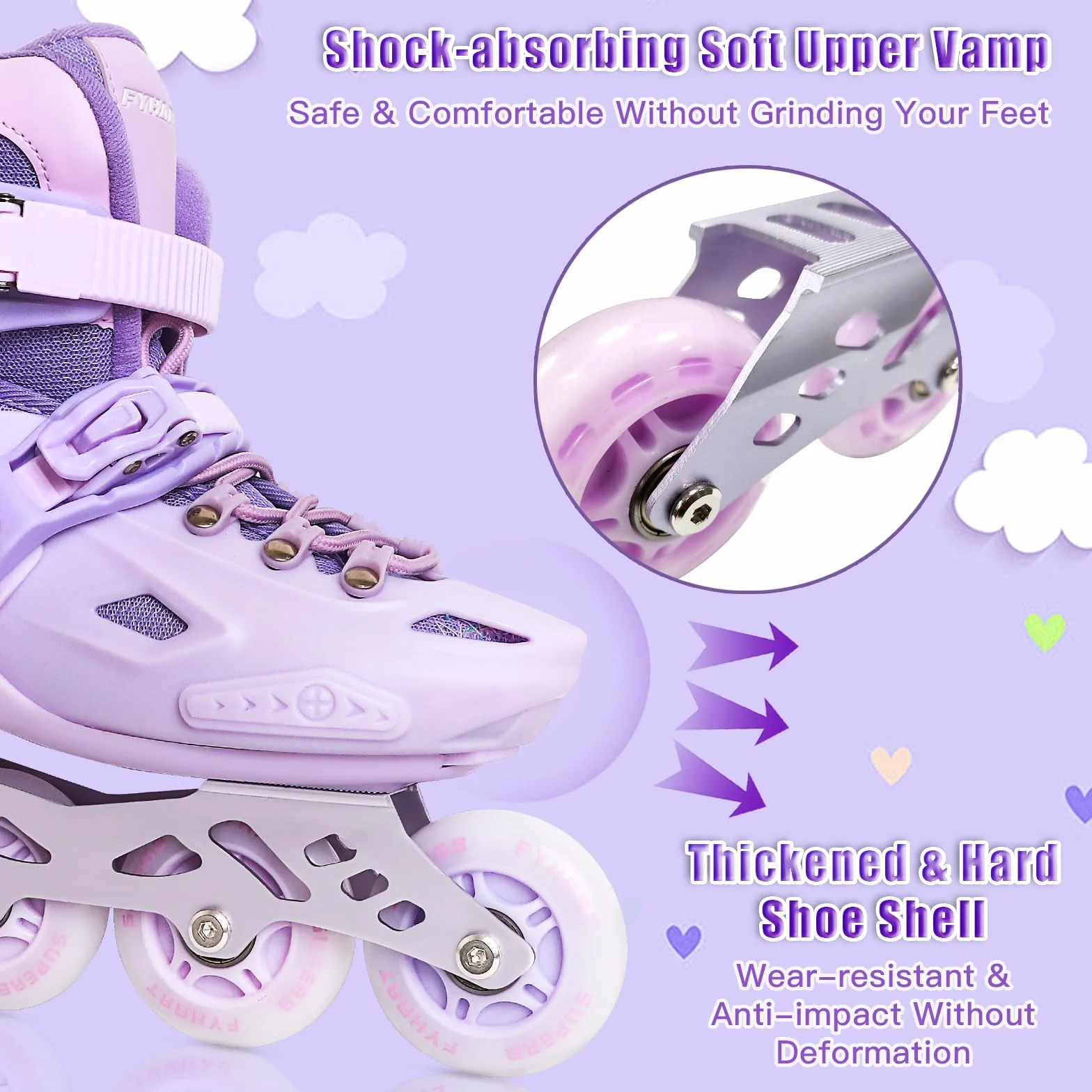 Patines en línea Ajustables 4 Tallas Niña Niños 4 Ruedas Interior Exterior