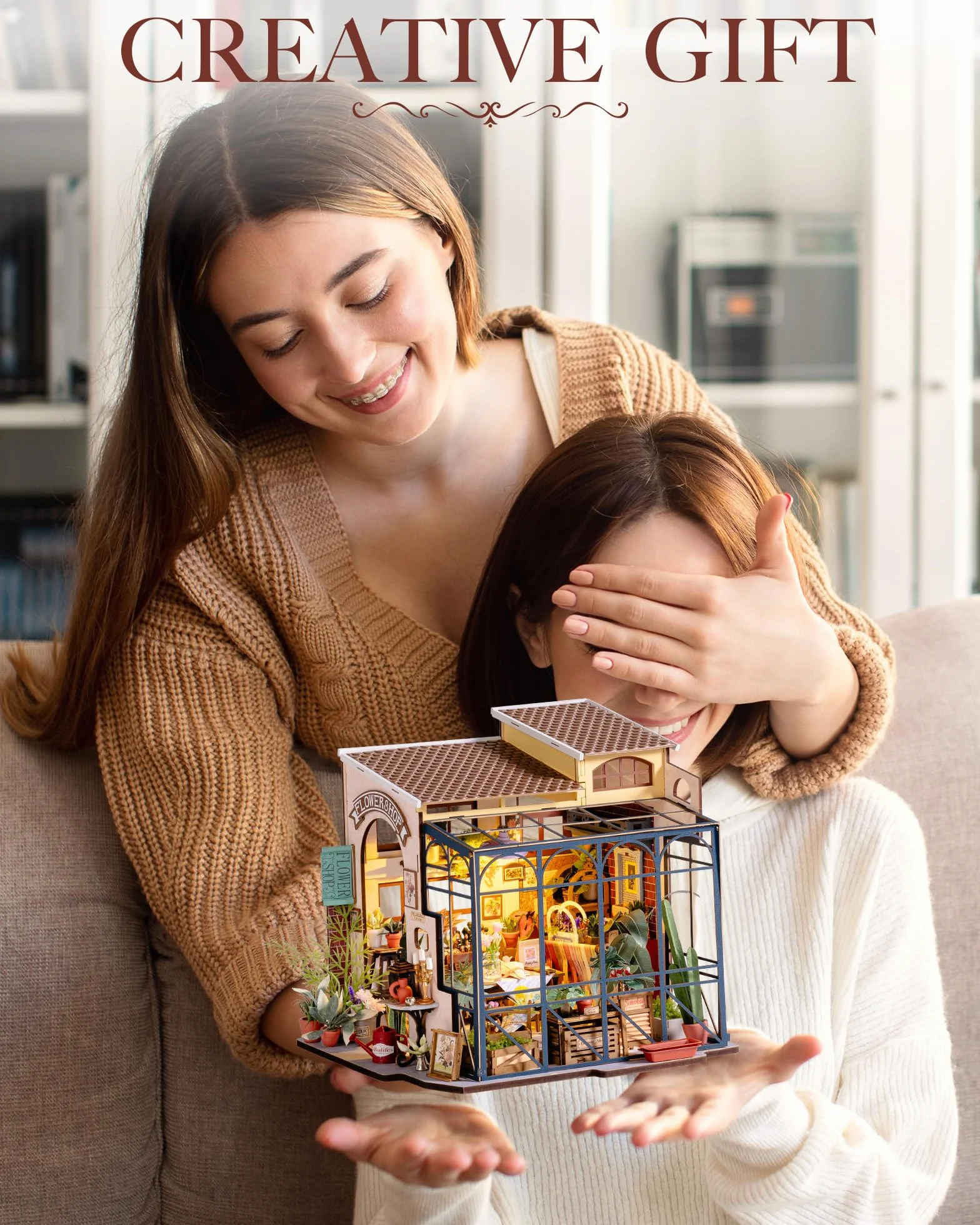 Rolife Casa de Muñecas en Miniatura La Floristería de Emily Casa de Muñecas de Madera para Adultos Book Nook Librería Decoración del Hogar Regalo Cumpleaños