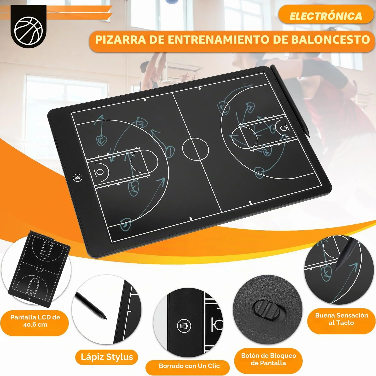 Pizarra Táctica Electrónica LCD para Baloncesto, Fútbol y Béisbol