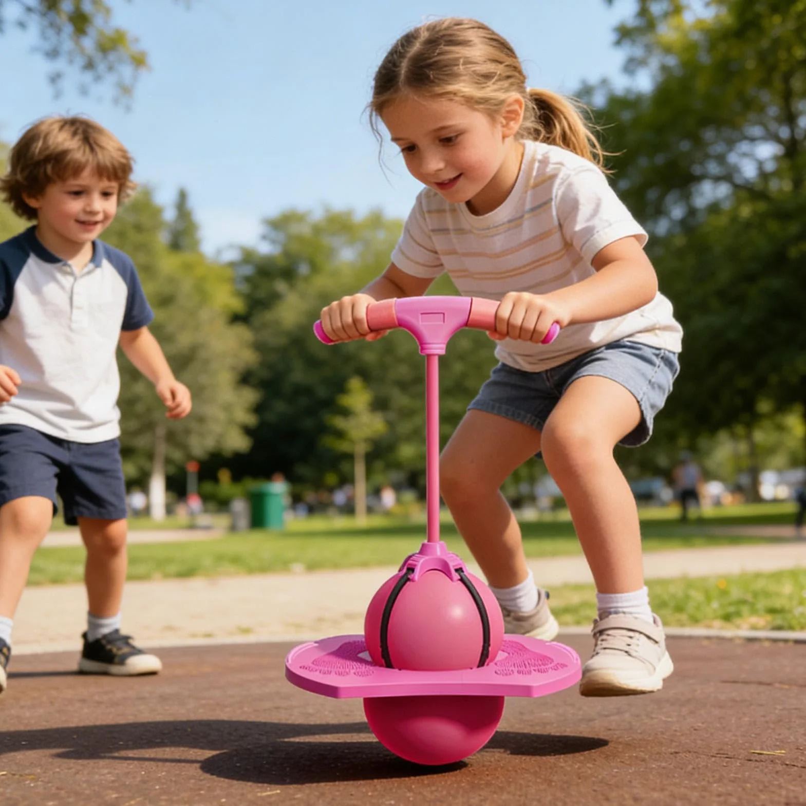 Pelota De Salto con Asa, Pelota De Equilibrio Elástica Antideslizante, Pelotas De Rebote Y Bomba De Aire Incluida, Ejercicio De Coordinación Mano-pie, para Adultos Y Niños