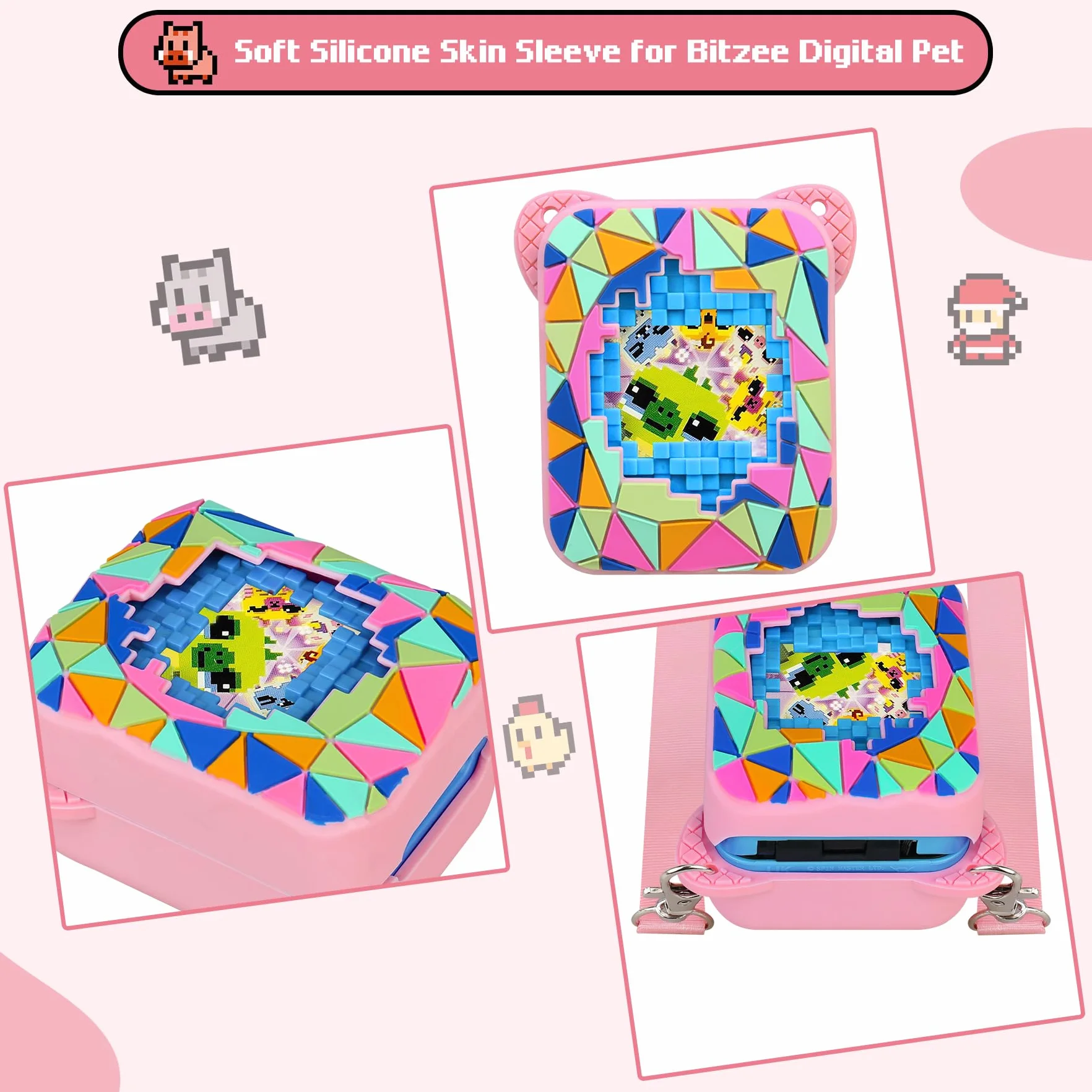 BOVKE Funda de Silicona para Bitzee Magicals con 20 Personajes, Protectora Mascota Digital, Rosa