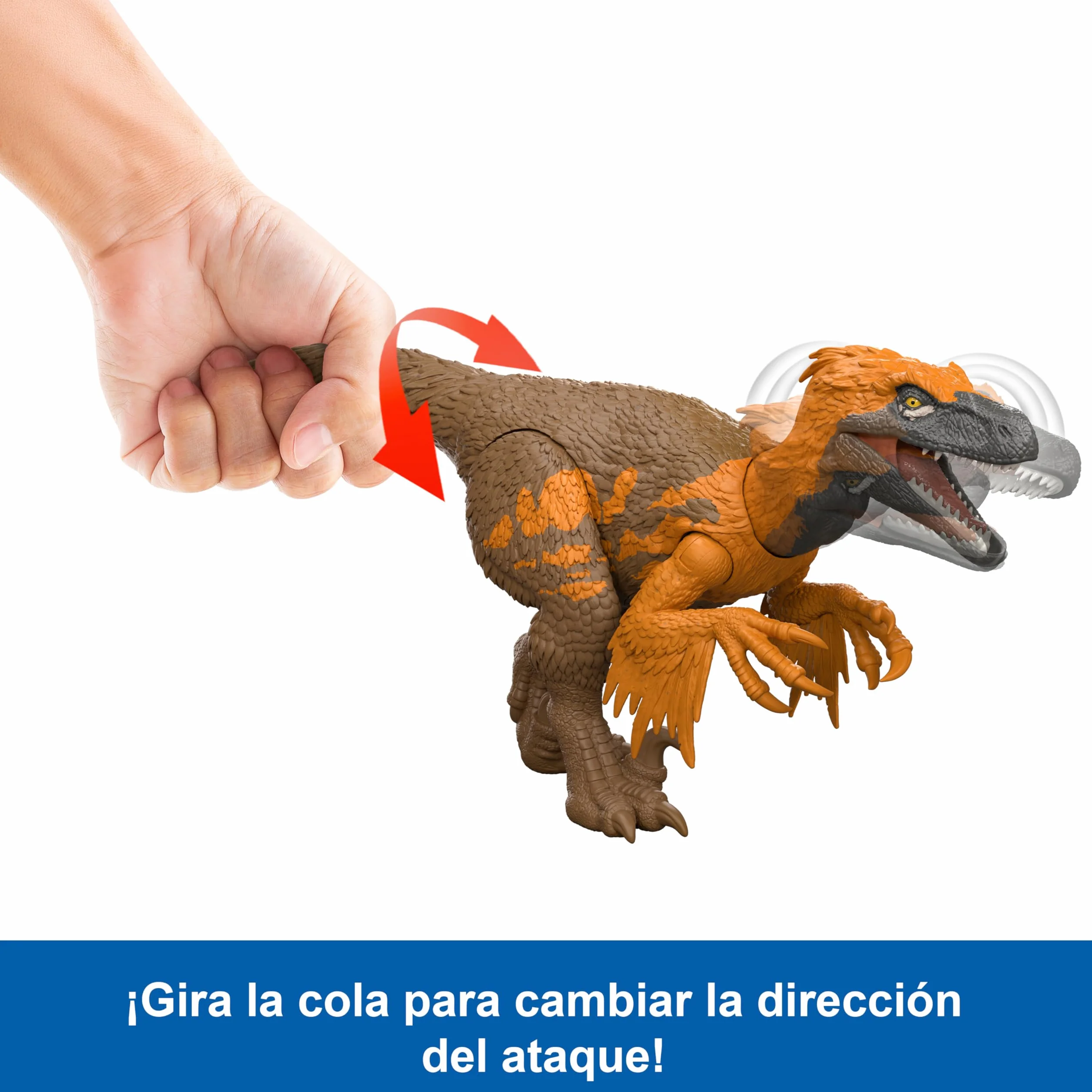 Mattel Jurassic World El Renacer Utahrraptor Rugido salvaje Dinosaurio articulado ataque mordisco sonido cola JGC80