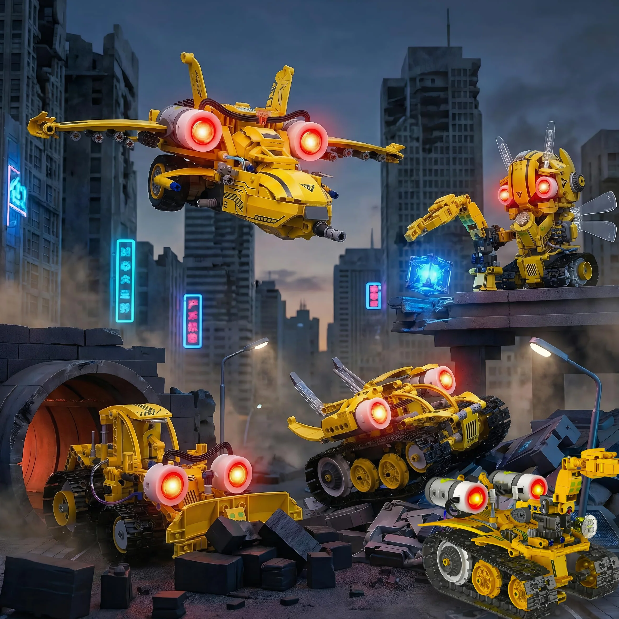 Robot Niños 5-en-1 673 Piezas Servomotor LED – App RC Batería Recargable | Kit Robótica Stem Regalo Niño 8-14 Años Combate Robot Teledirigido