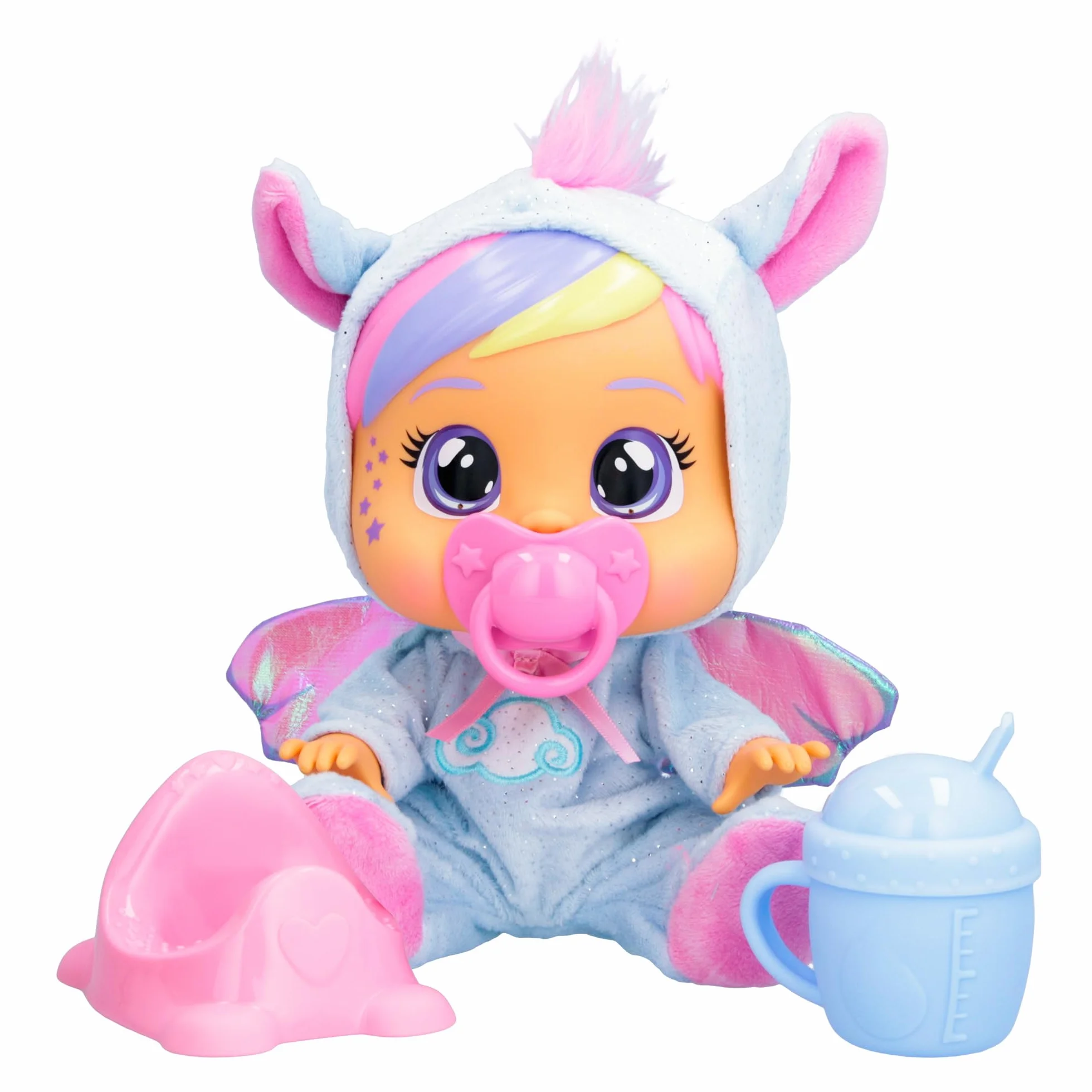 BEBÉS LLORONES Loving Care Fantasy Jenna | Muñeca bebé Que Llora lágrimas de Verdad con Pijama y 3 Accesorios - Juguete y Regalo para Niños y Niñas de 3 Años o Más