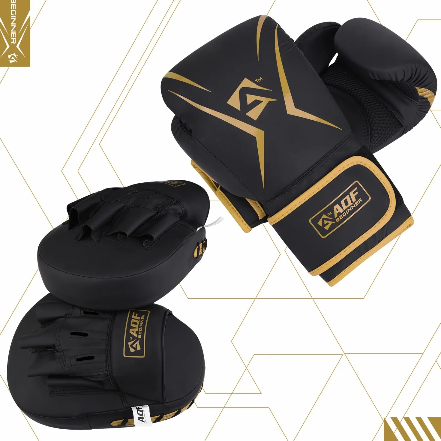 AQF Guantes de Boxeo Kit para Adultos con Manoplas y Almohadilla para Entrenamiento Kickboxing MMA Muay Thai