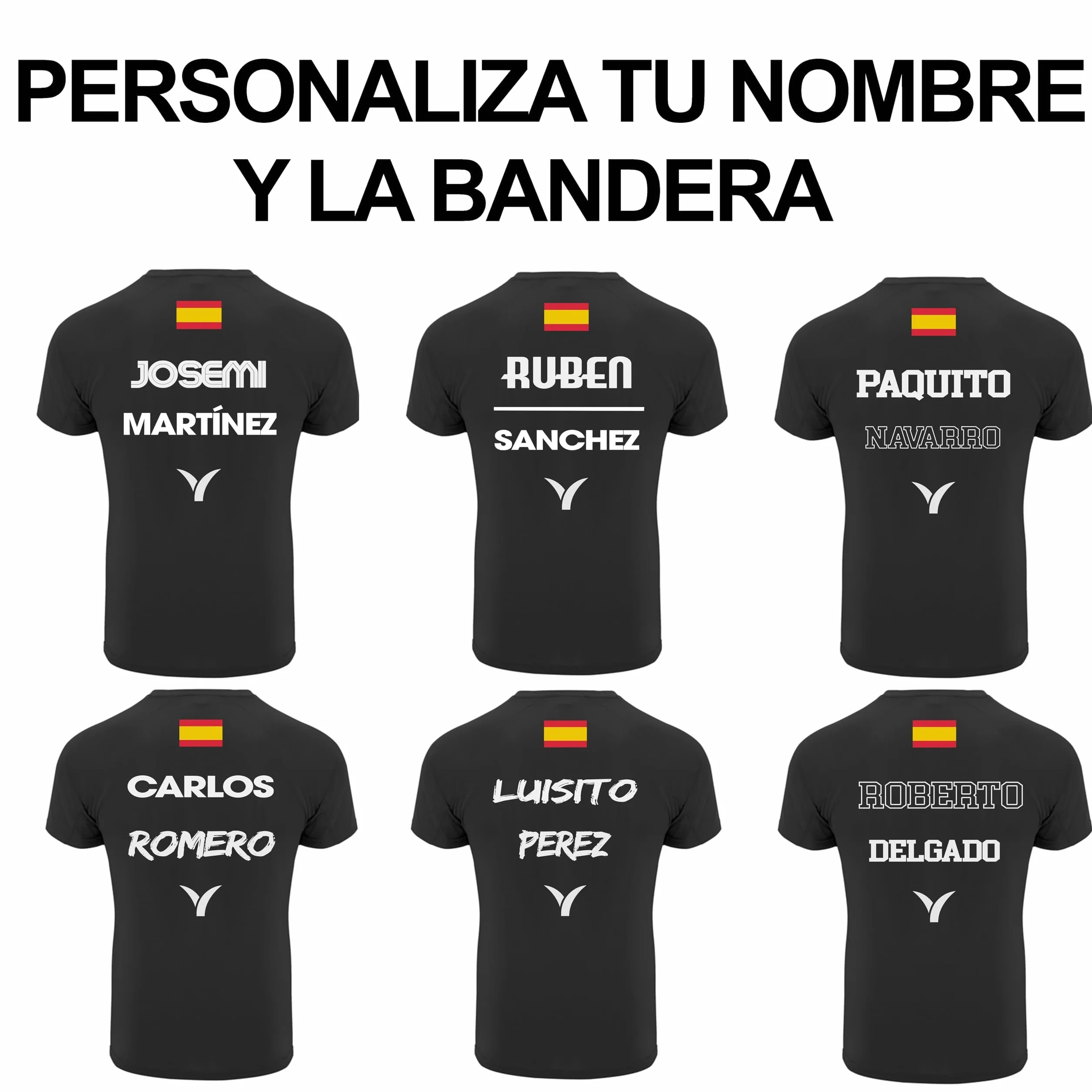 Camiseta Pádel Personalizable Unisex con Nombre y Bandera – Impresión DTF, Transpirable, Secado Rápido