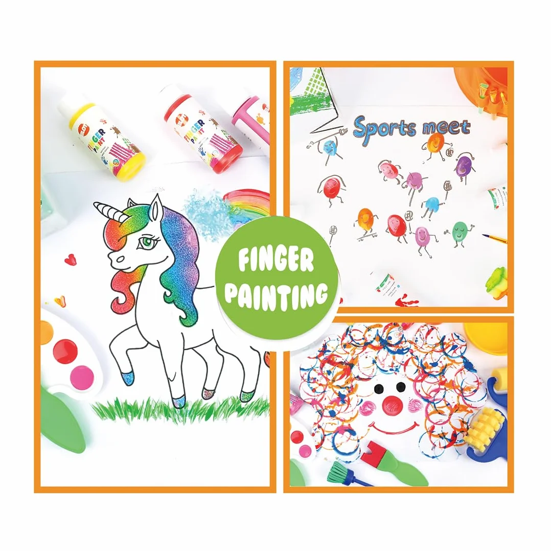 BLOT Pintura de Dedos para Niños Lavable Juego de Pintura para Dedos No Tóxicas con Pincel Esponja Paleta para Niños Infantes Escuela Jardín Aprendizaje Temprano