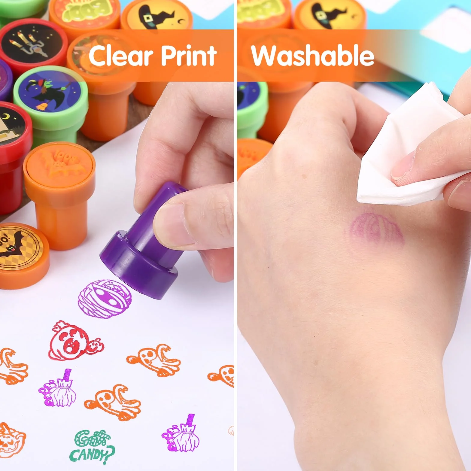 Kesote 26 Piezas Sellos de Halloween Juego de Sellos Multicolores Sellos Infantiles para Niños Manualidades para niños