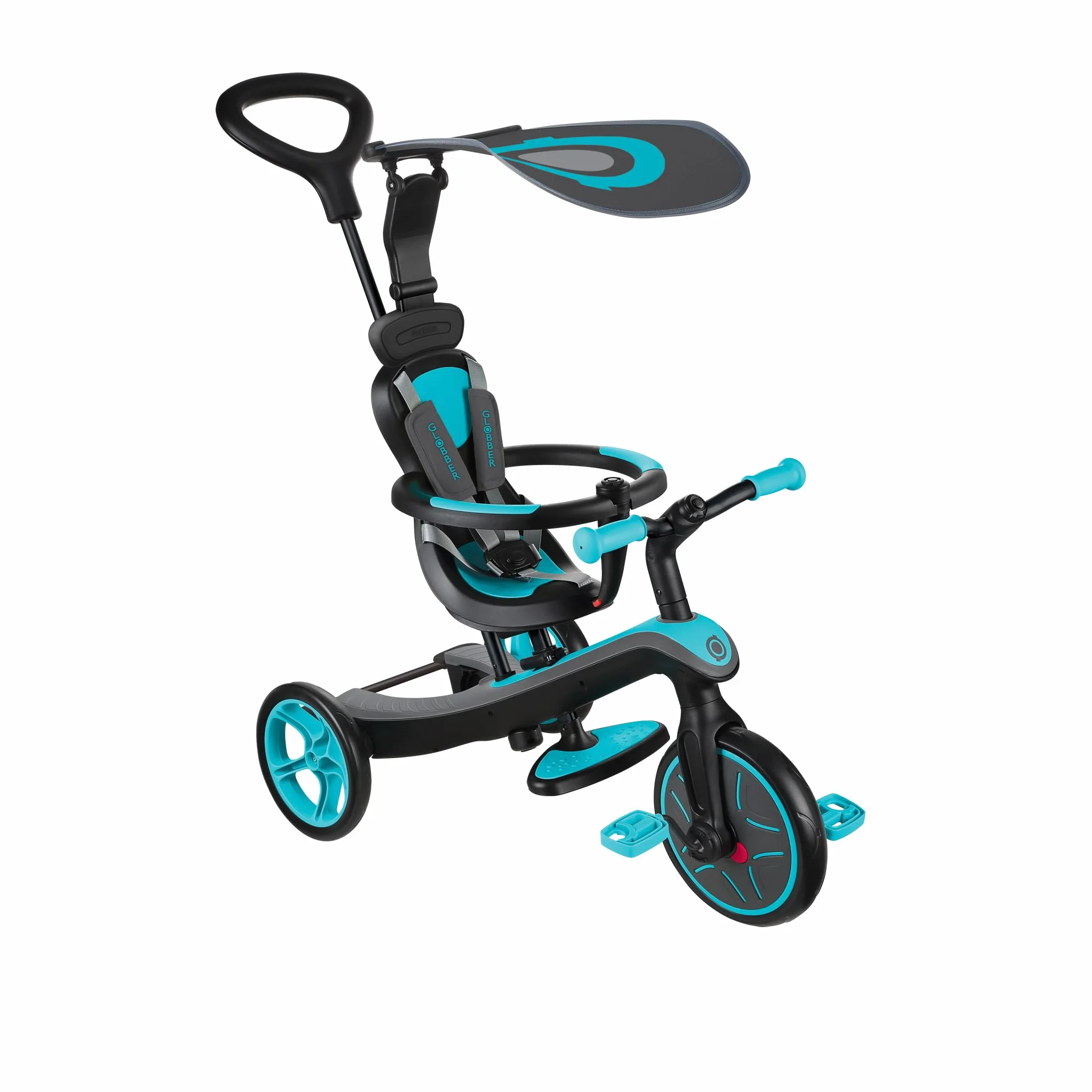 Globber - Explorer Trike 4 in 1 - Triciclo y Bicicleta de Equilibrio Todo en uno para niños pequeños de 10m + a 5 años +, Verde Azulado