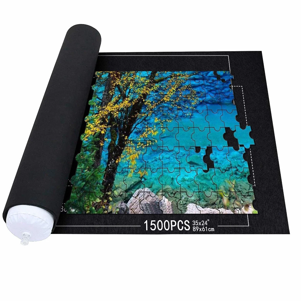 Queta Alfombra de puzzle para puzzle Puzzles Rollup, alfombrilla de puzzle Jigsaw Puzzle Roll Mat Alfombra de almacenamiento enrollable para puzzles con cordón Bolsa de almacenamiento, para hasta 1500