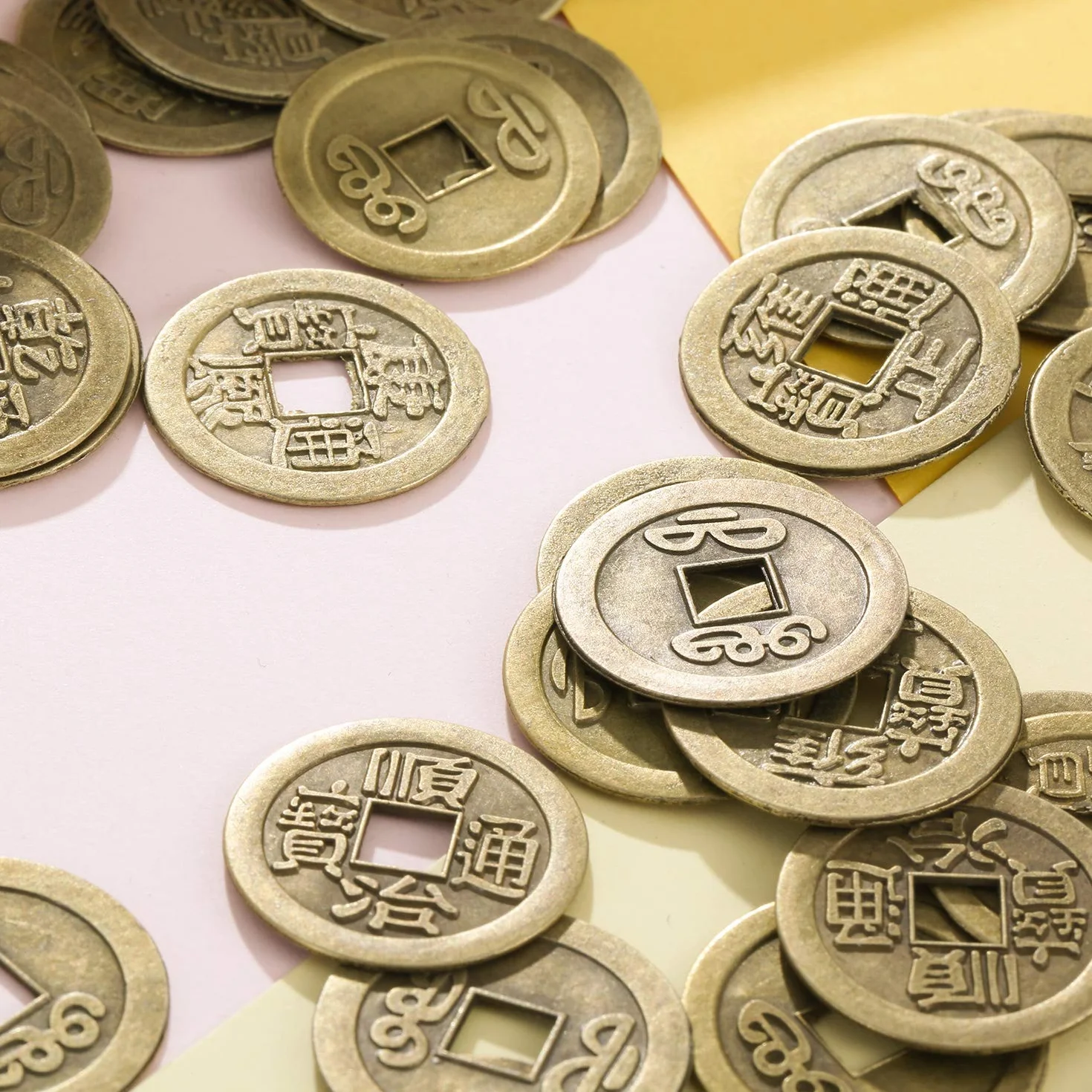 50 Piezas Monedas Feng Shui Chinas Moneda de la Fortuna de la Buena Suerte Monedas I-Ching para la Salud y la Riqueza, 2 cm