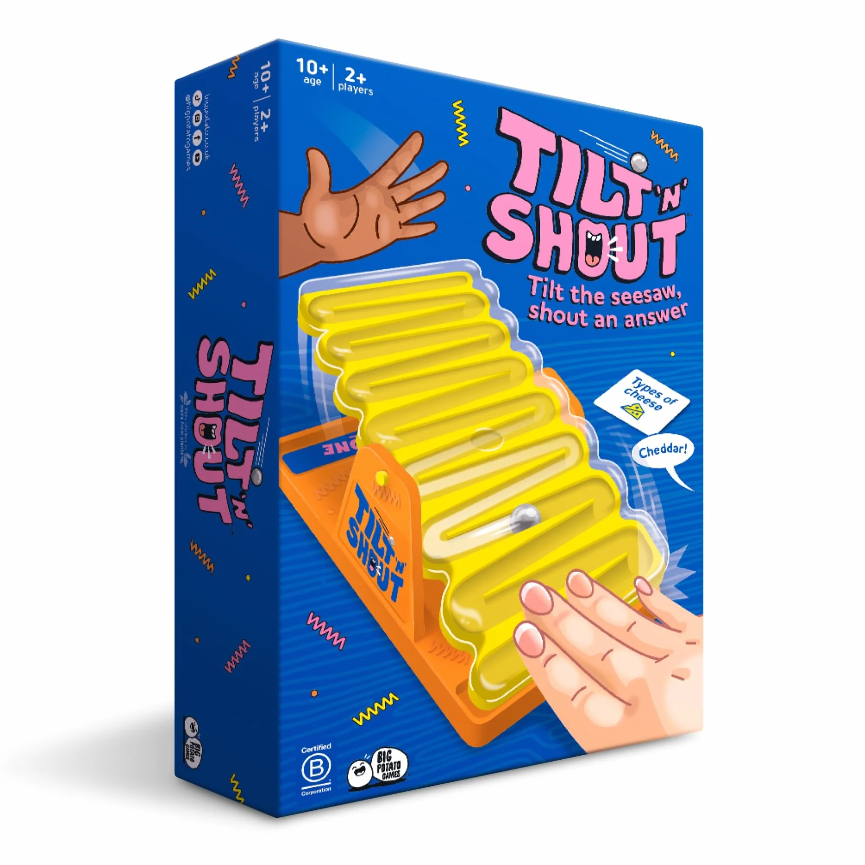 Big Potato Tilt 'n' Shout - Juego de fiesta familiar de ritmo rápido con 150 categorías únicas, temporizador interactivo de canicas, perfecto para noches de juegos, niños y adultos