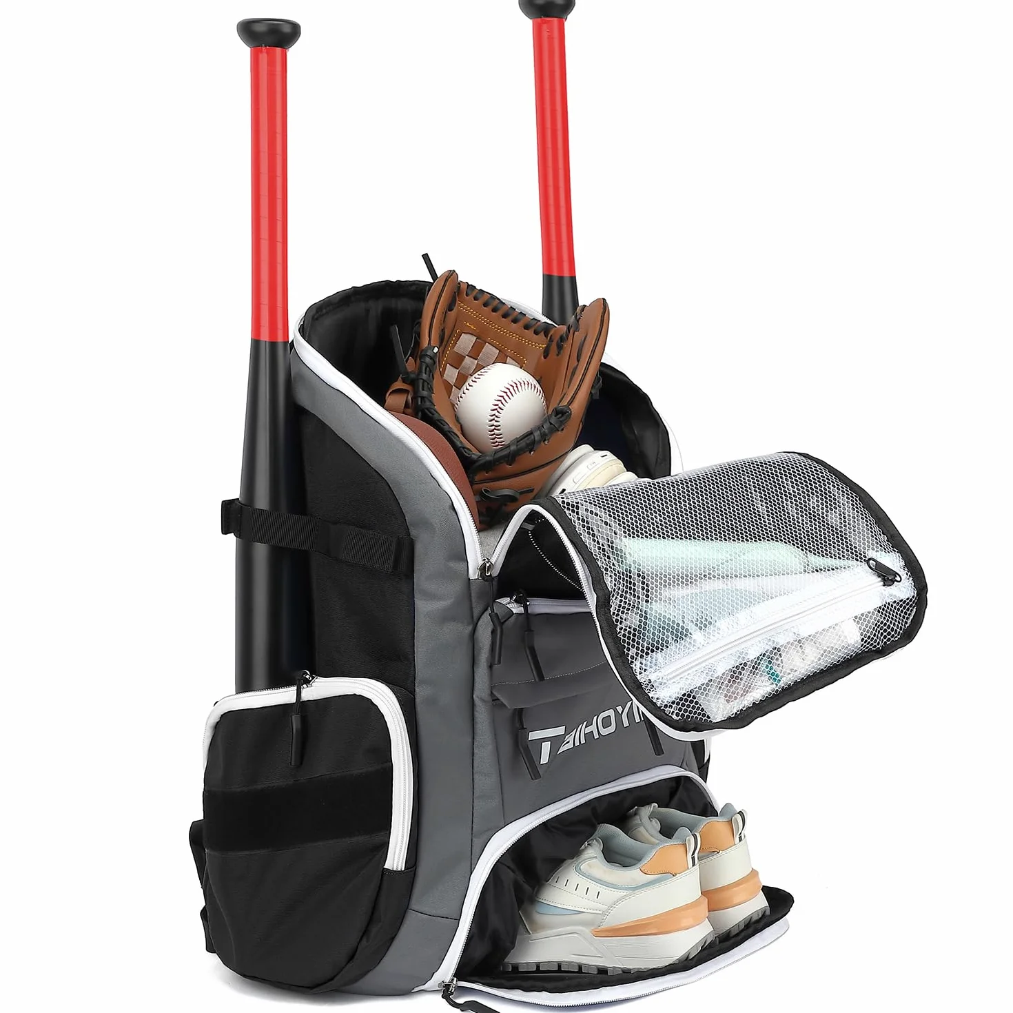 Bolsa de béisbol mochila de bate para equipo y sóftbol soporte para bates y guantes compartimento grande
