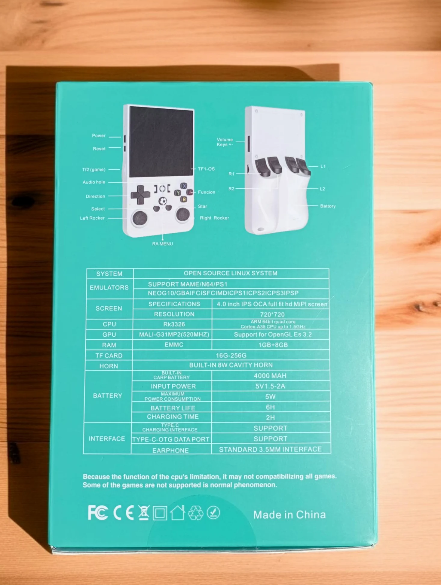 Consola portátil R36S MAX, Nueva Consola con Chip Mejorado, más potentcia, 64g de Almacenamiento, Miles de Juegos, Funda de Regalo, Color Blanco