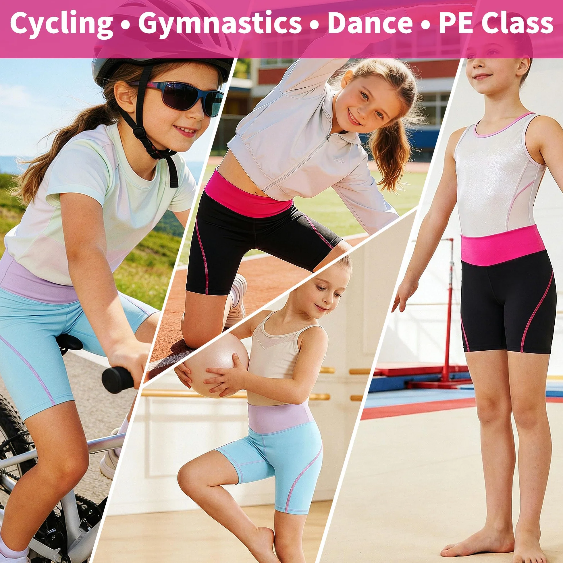 Ninas Shorts Pantalones Cortos Leggings Pack de 2 Transpirable Deportiva Mallas Ciclismo Elástica Pantalón Deportivo para Danza Gimnasia Ballet Running Verano Ropa 4-13 Años