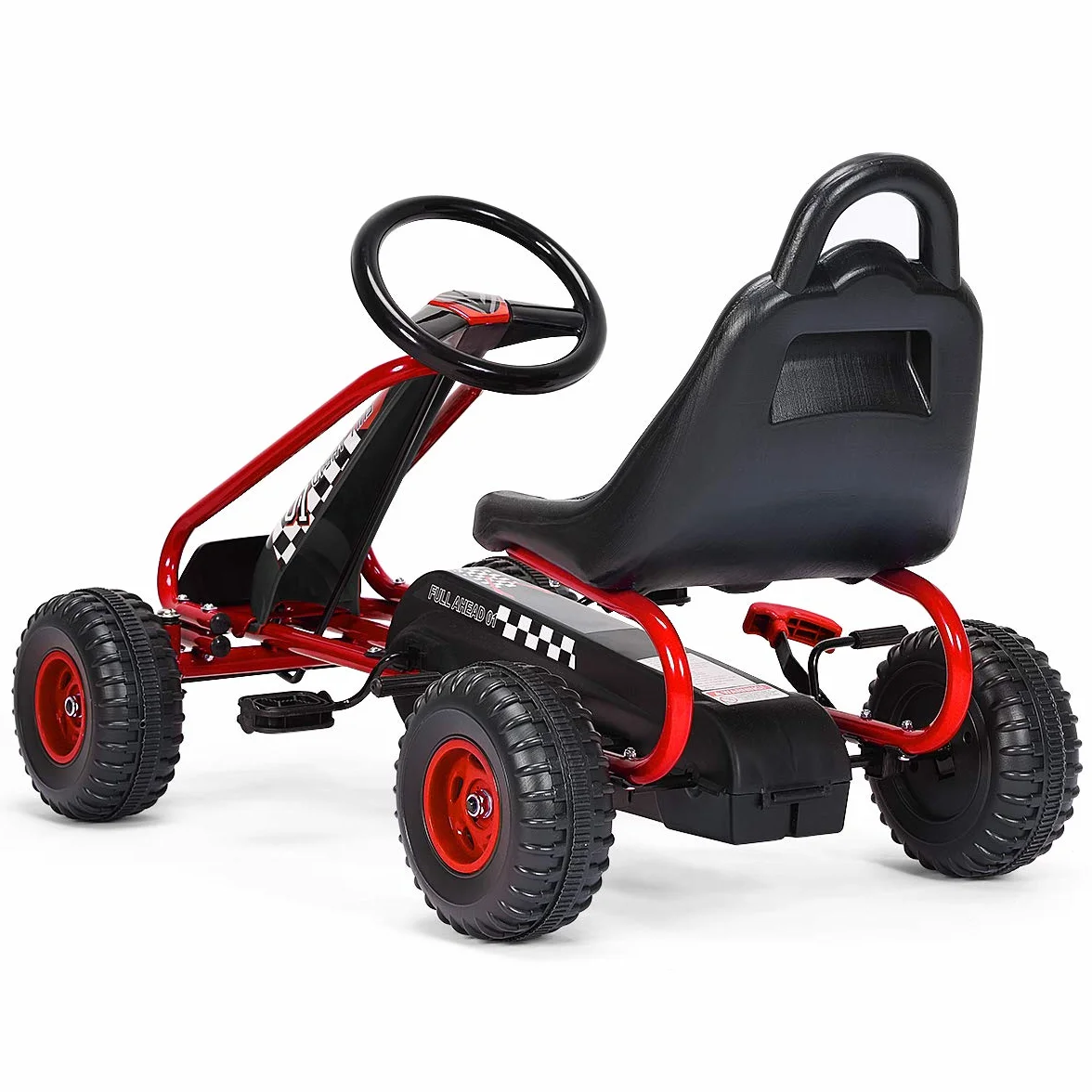 RELAX4LIFE Go Kart para Niños con Freno de Mano y Asiento Ajustable, Coche de Pedales con Ruedas Antideslizantes y Freno de Mano para 3-6 Años, Regalo para Niños, Carga 30kg (Rojo)