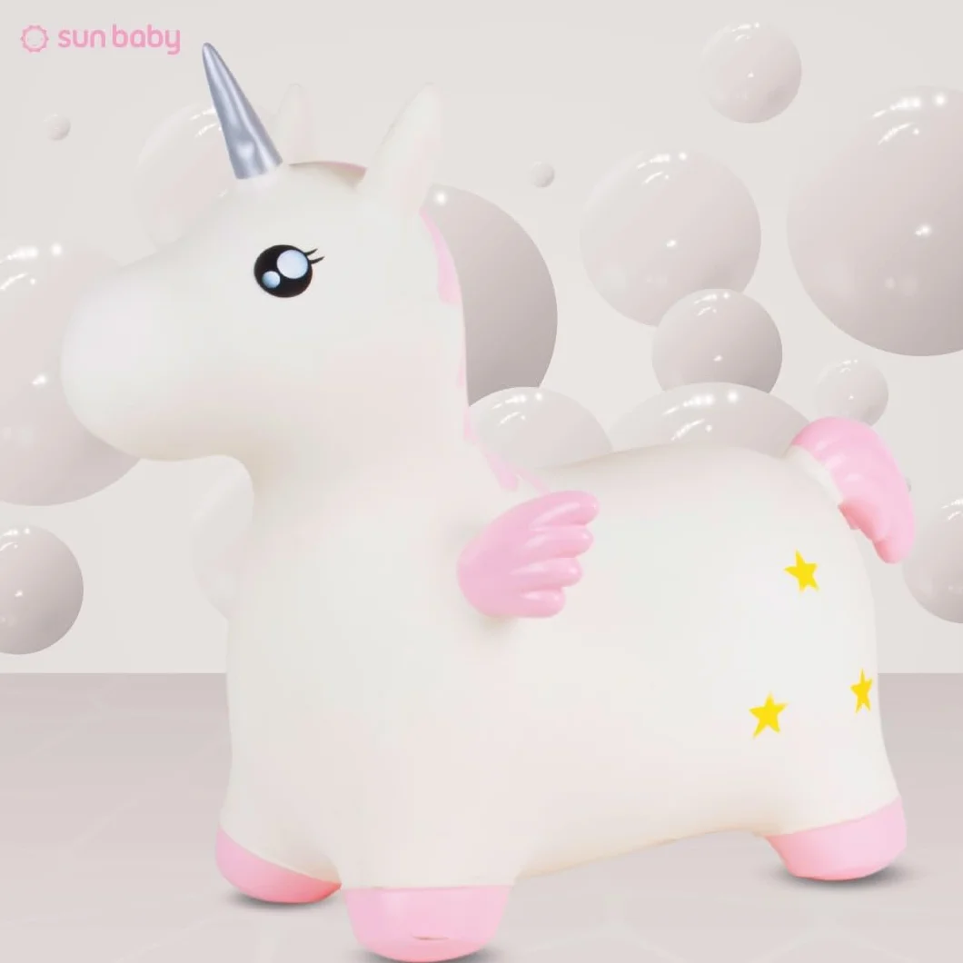 SUN BABY Saltador Hinchable para Niños hasta 45 Kg sin BPA, de 1 año, Pelotas saltarinas para niños (Unicornio Blanco con alas)