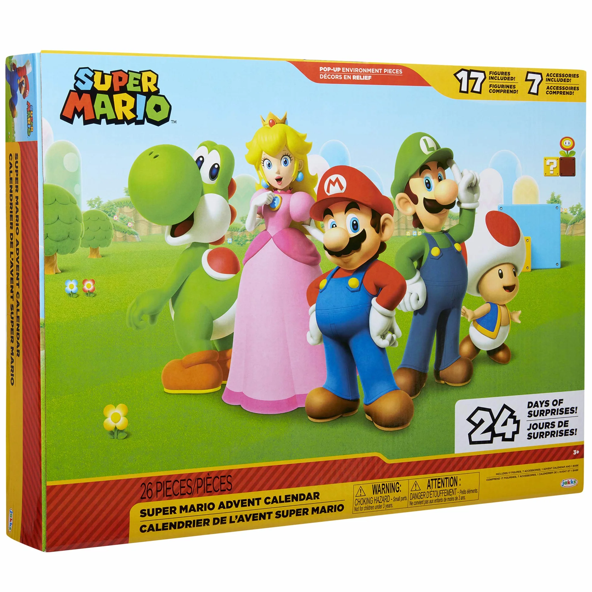 Super Mario Nintendo Calendario de Adviento con 17 Figuras articuladas de 6 cm y 7 Accesorios