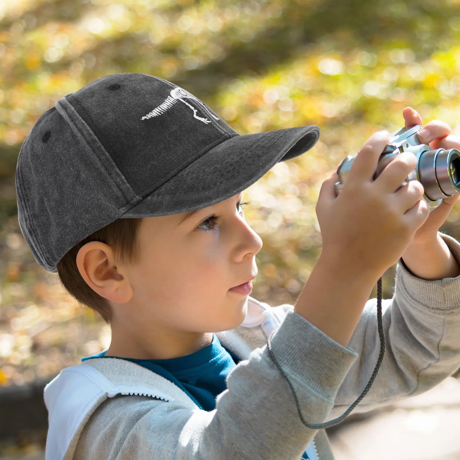 Gorra de Béisbol para Niños con Protección UV y Patrón de Dinosaurio Ajustable