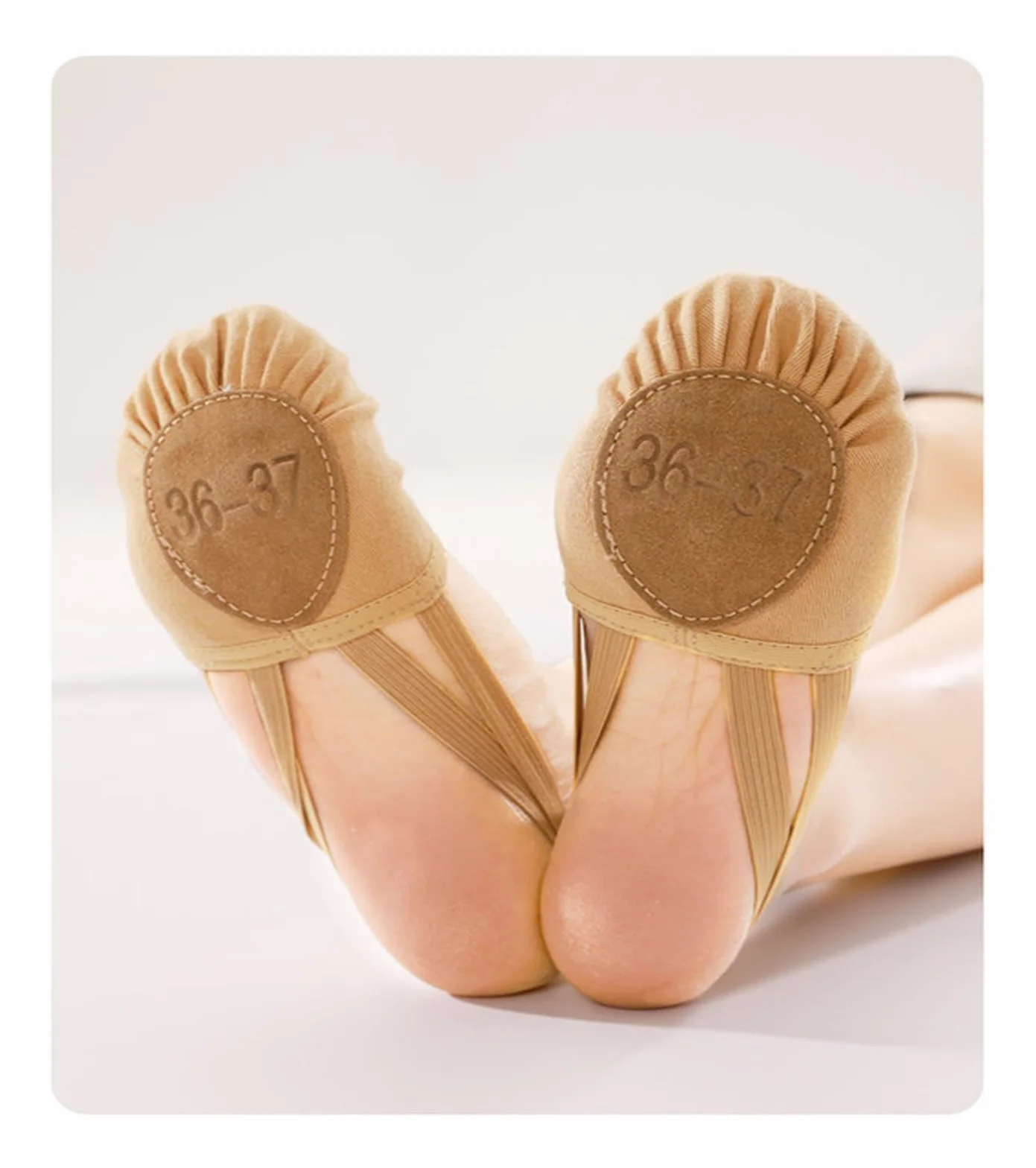 Punteras Gimnasia Rítmica Zapatilla de Ballet Media Suela con Tira Elástica Light Pink Girls 30-31