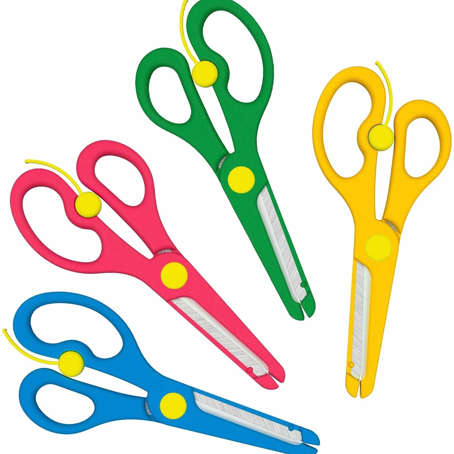 Tijeras Infantiles de Seguridad, Color Rojo, Azul, Amarillo o Verde, 4er-Set