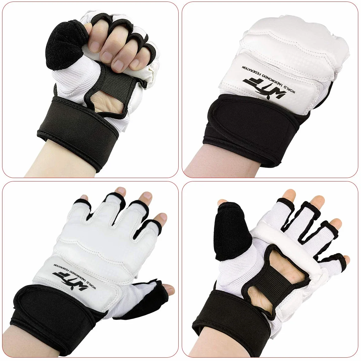 LangRay Guantes MMA Cuero Grappling Sin Dedos Acolchado UFC Alta Estabilidad Muñeca Artes Marciales