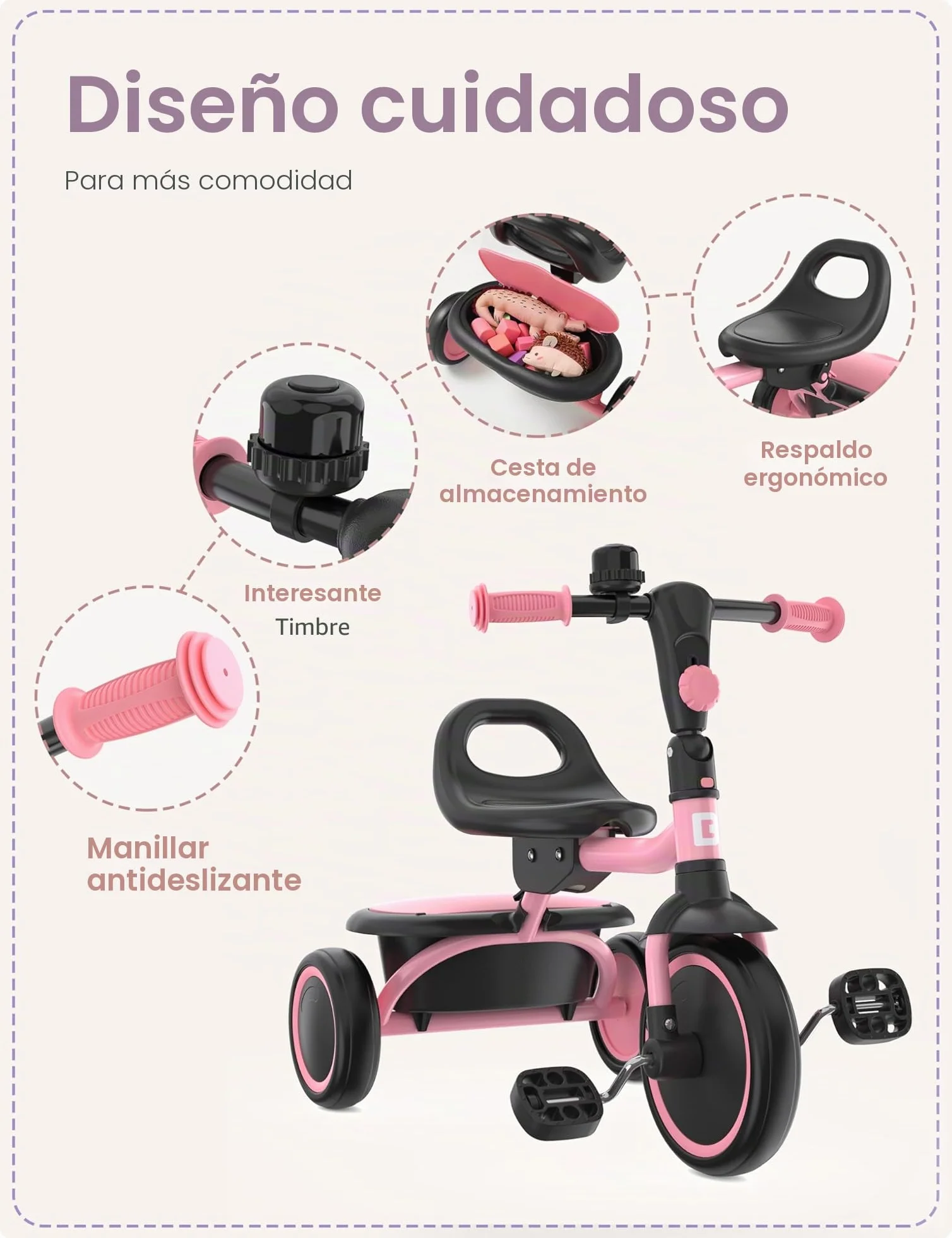besrey Triciclo para Niños de 18 Meses a 5 Años, Triciclo para Niños Pequeños, Regalo y Juguetes para Niños y Niñas, Triciclos para Niños Unisex