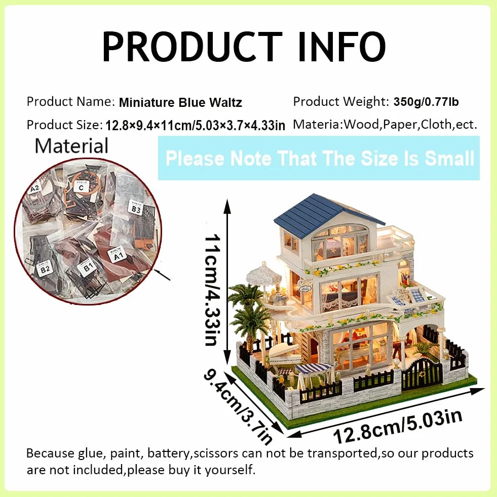 Casa de muñecas de Madera en Miniatura Estilo Europeo, Villa, Kit de casa de muñecas DIY, Edificio en 3D, Modelo de Creatividad, Regalos para Amigos y Padres